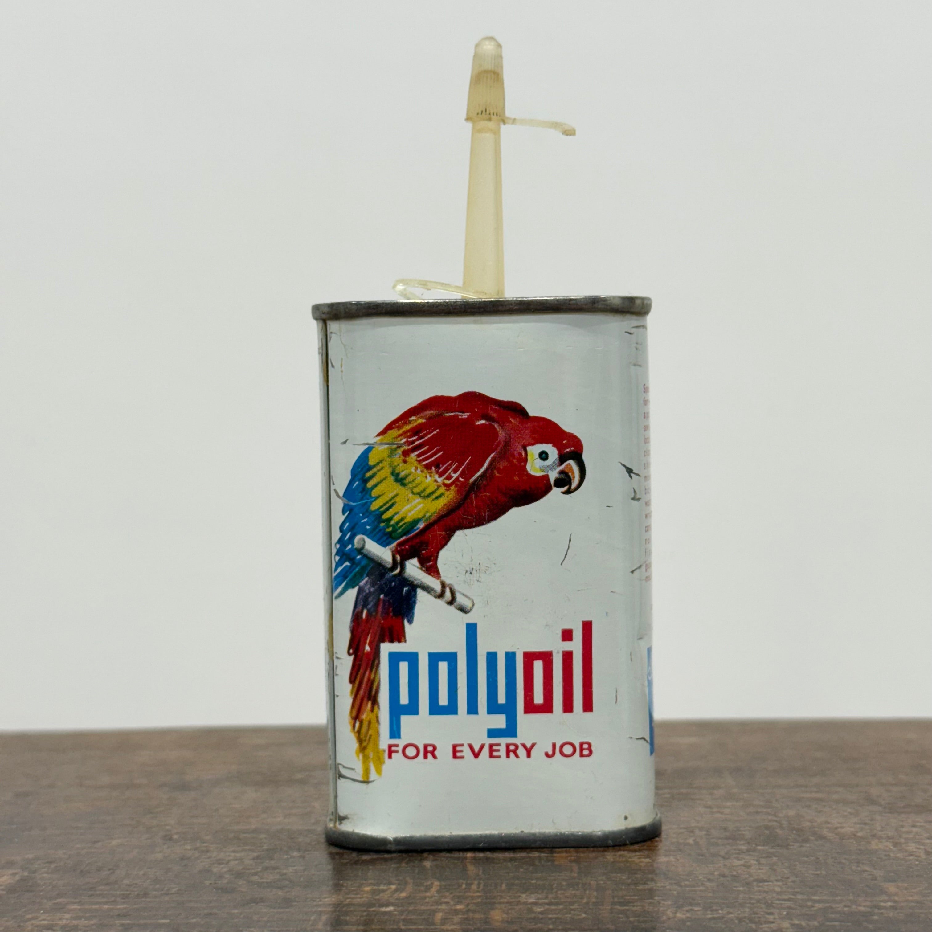 Vintage PolyOil Oiler Tin Filtrate Leeds Parrot Logo Cycle Machinery Oil Can