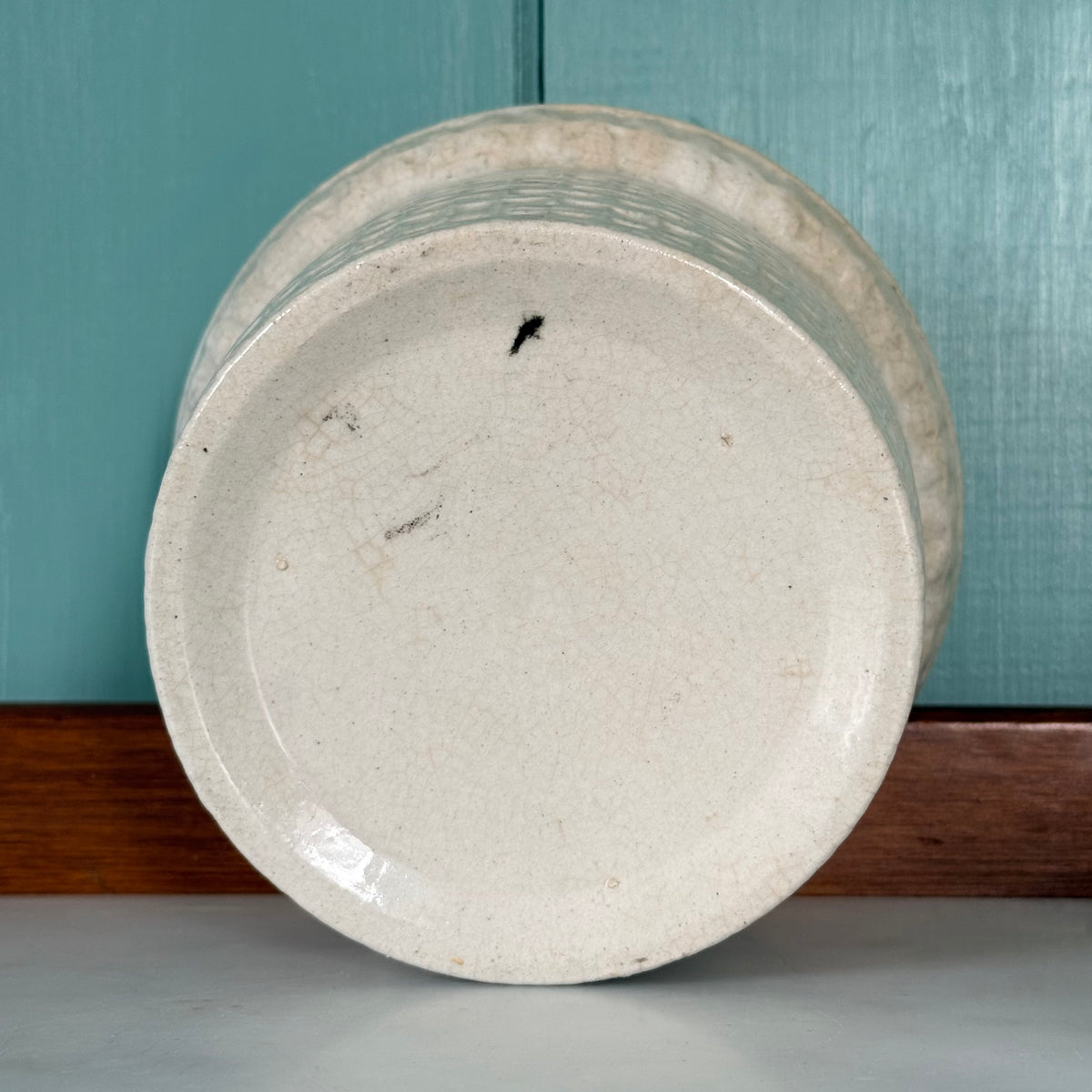 Antique Pottery Butter Crock Dish with Lid c.1900