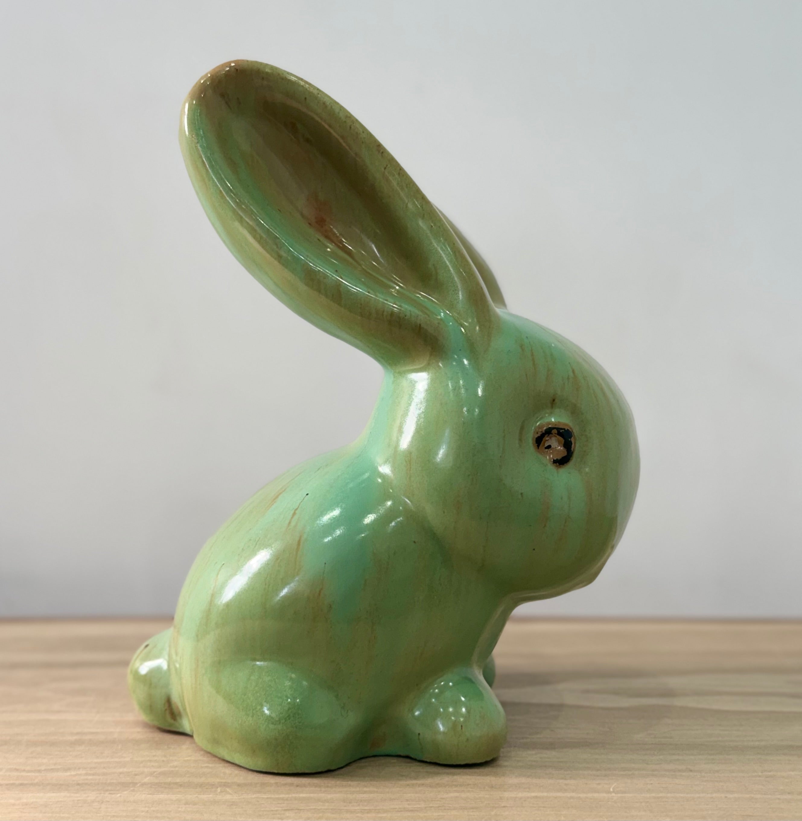 Extra Large Vintage Green Pottery Rabbit Denby SylvaC Style Mid Century