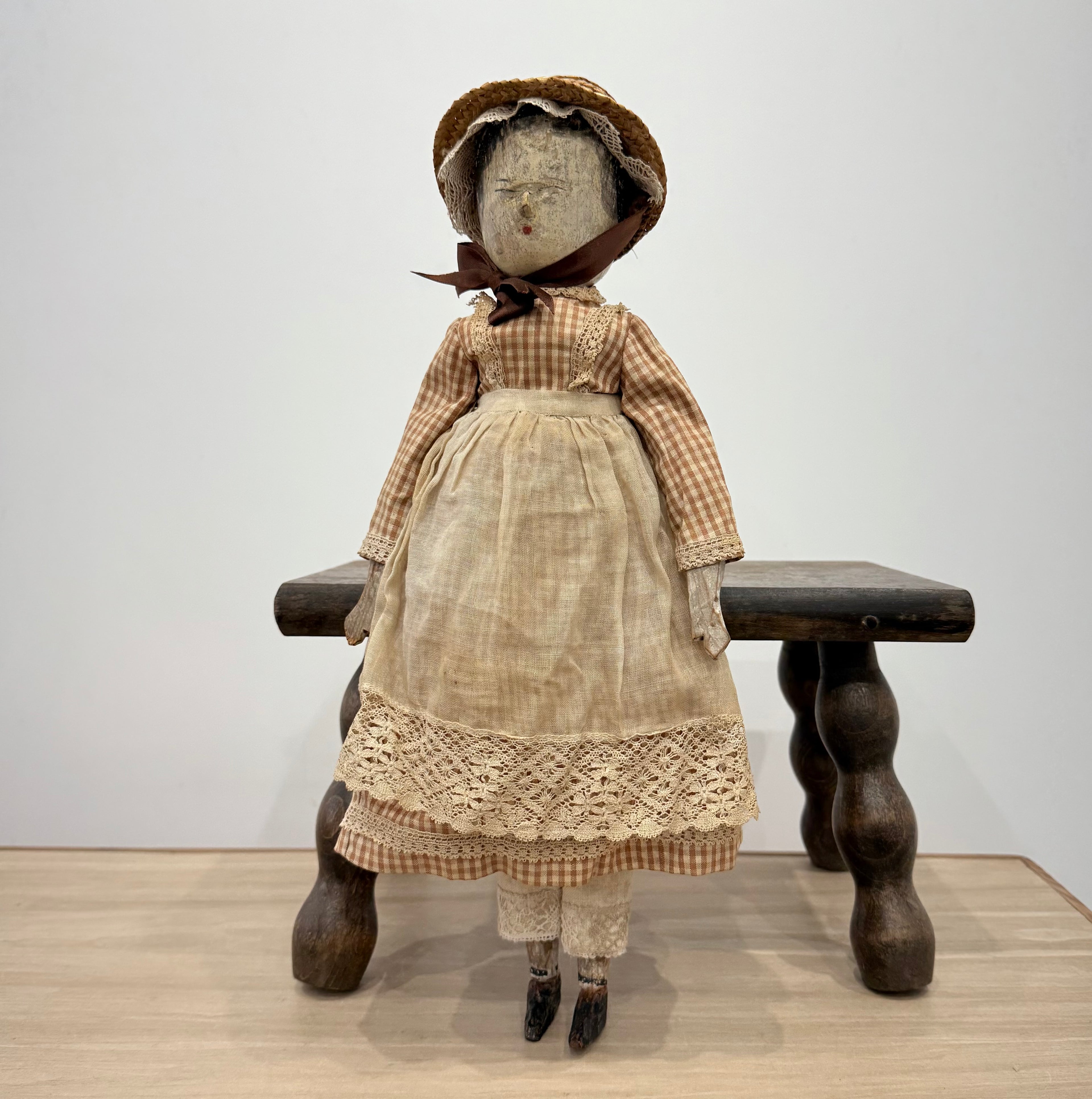 Victorian Peg Doll Folk Art Wooden Doll c1900