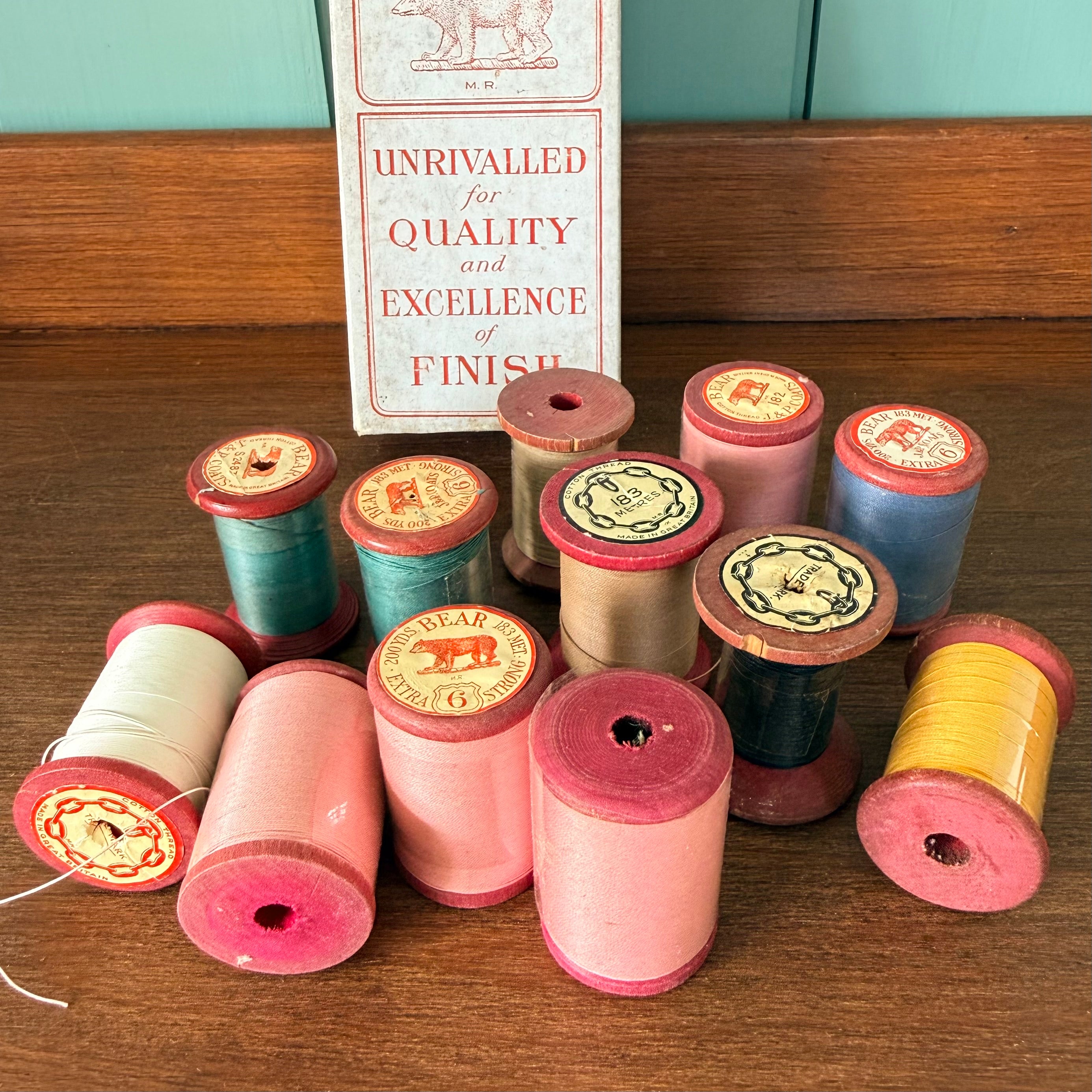Vintage J&P Coats Bear Extra Strong Machine Thread Boxed Reels