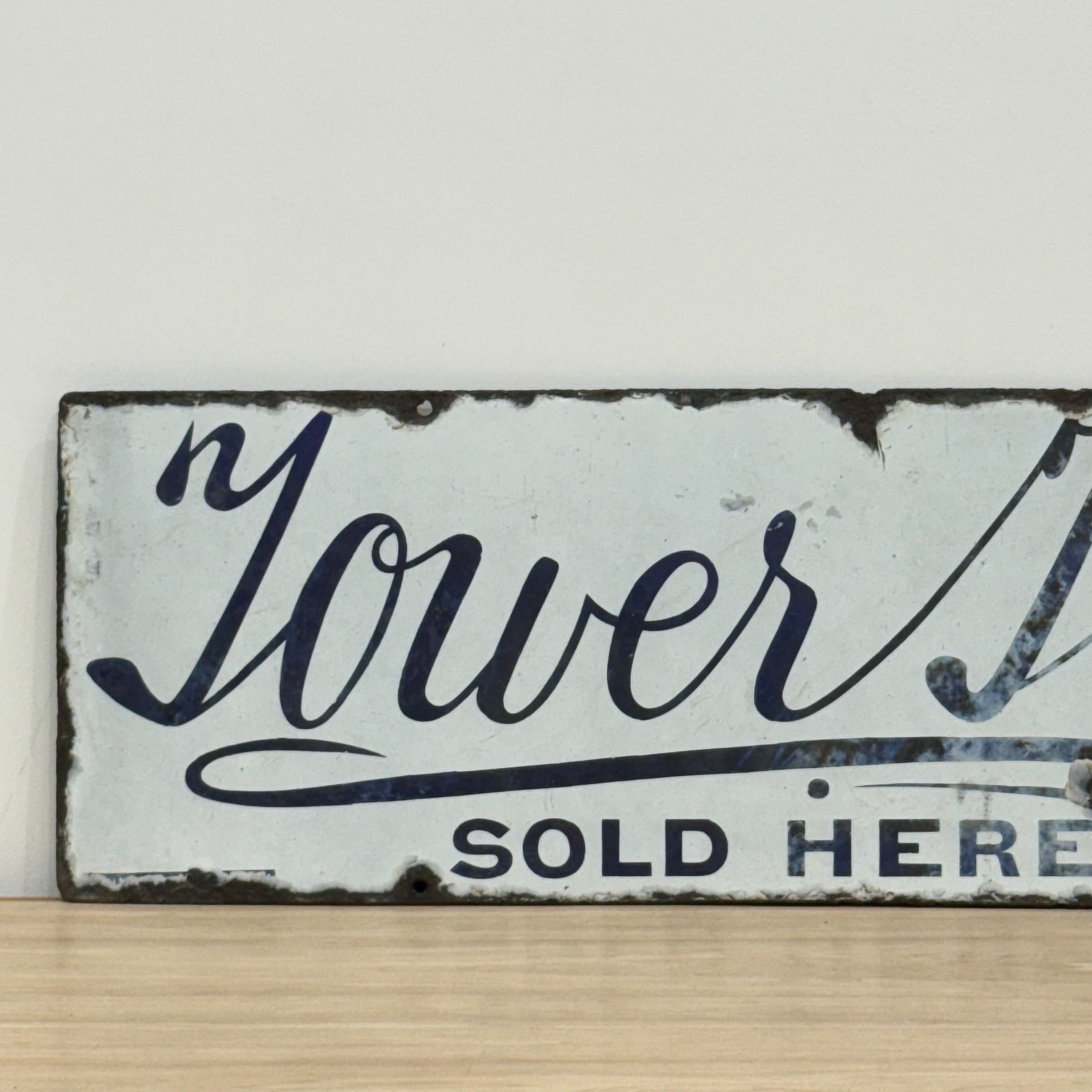 Vintage Tower Tea enamel advertising sign Sold Here