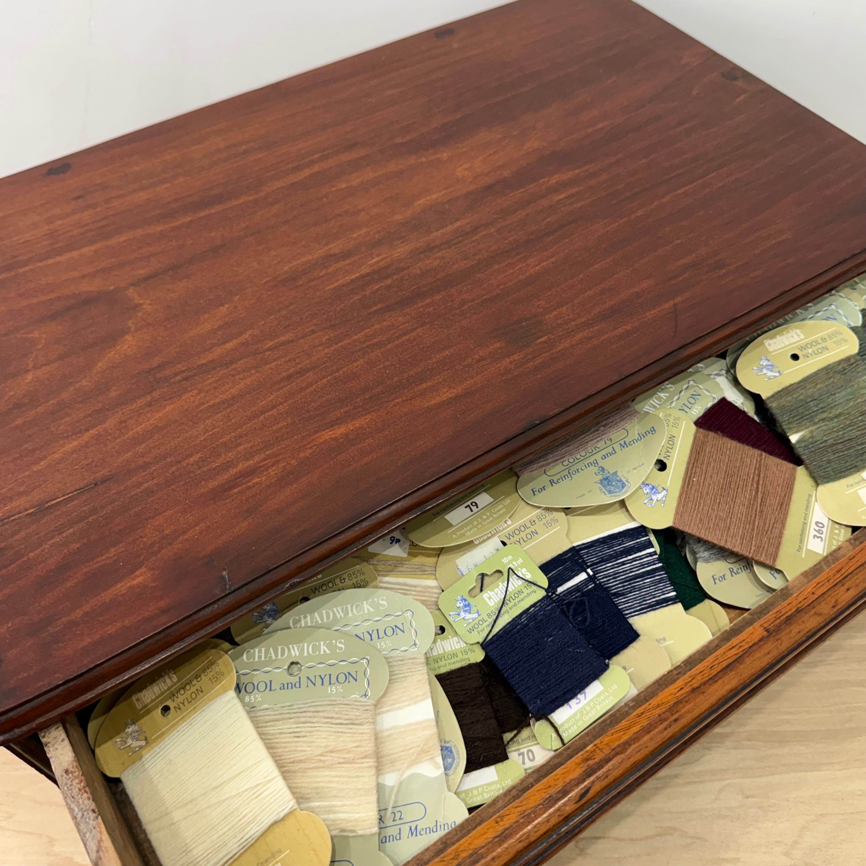 Early 20th Century Chadwick’s Sewing Cottons Shop Display Cabinet with Thread