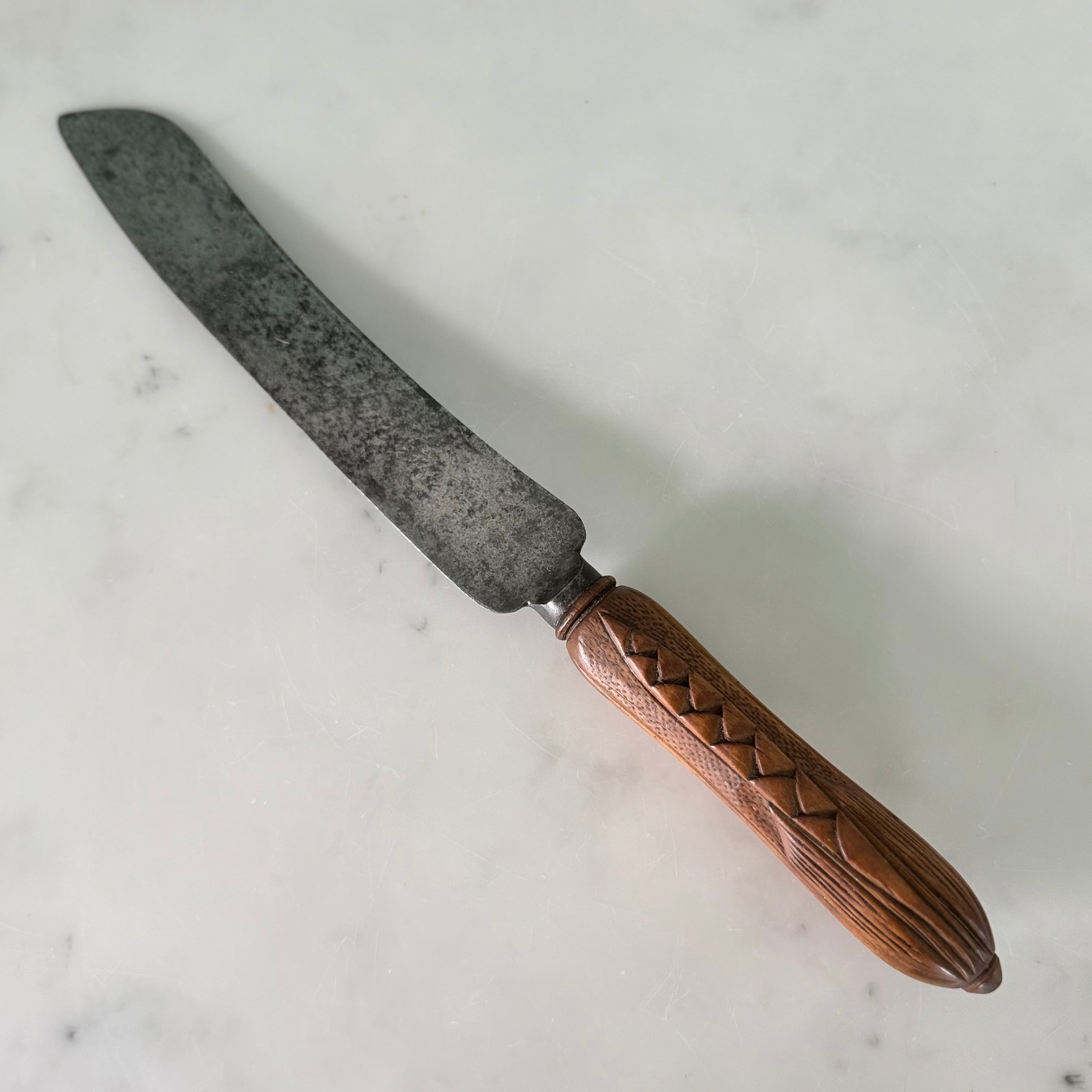 Antique Allinson Bread Knife Carved Treen Handle