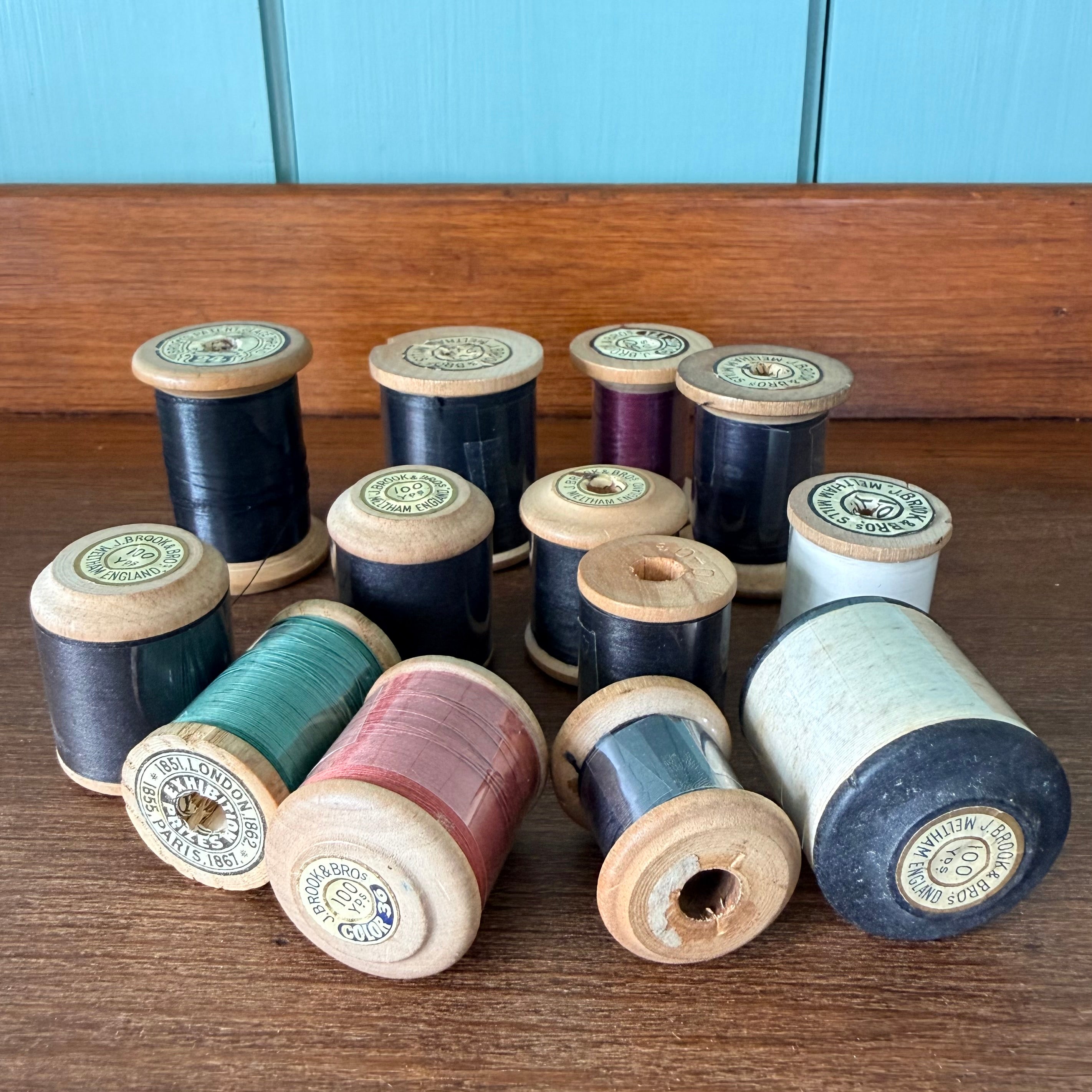 Vintage Brooks Wooden Cotton Reels Job Lot Sewing Thread