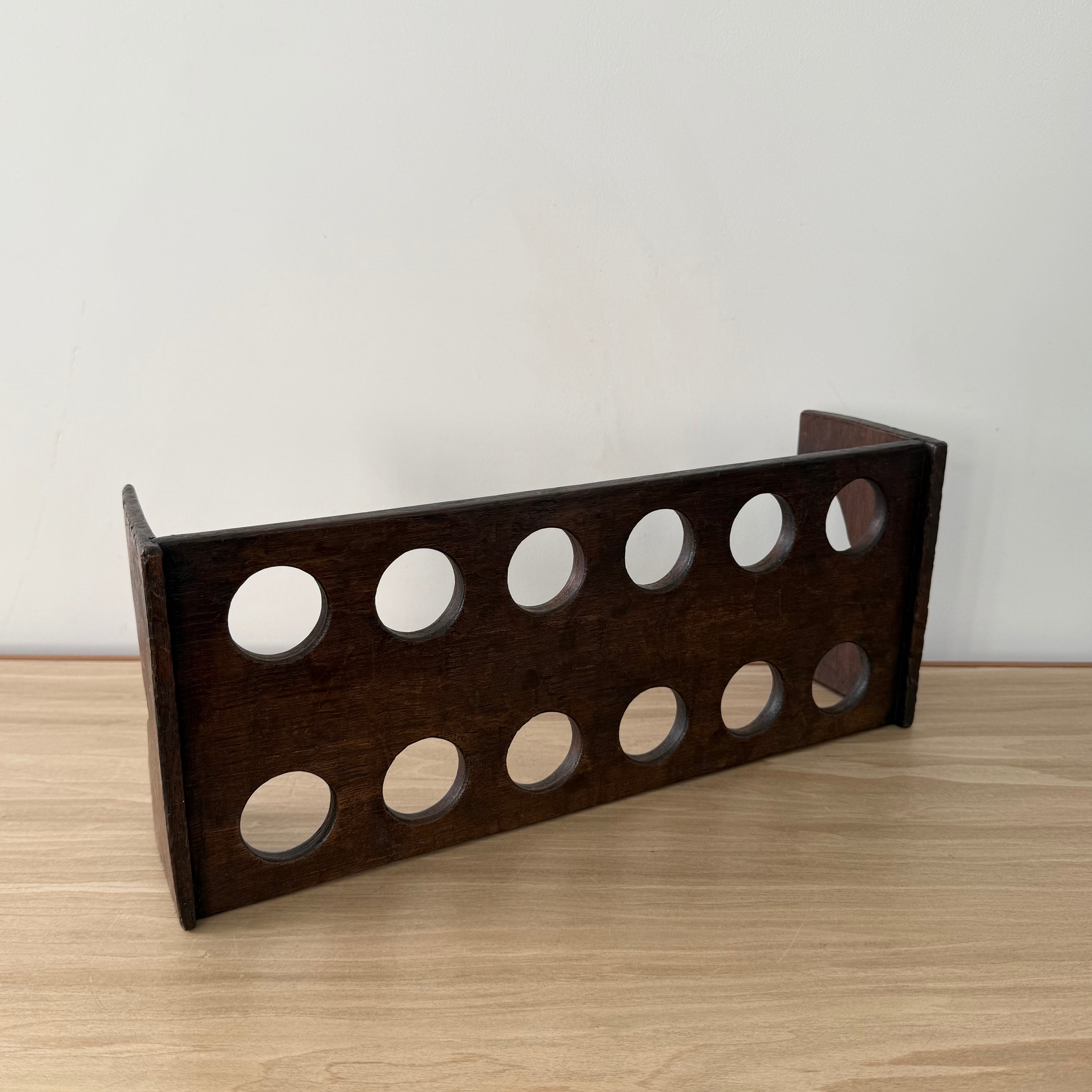 Antique Wooden Egg Rack Stand – 12 Hole Farmhouse Kitchen Storage