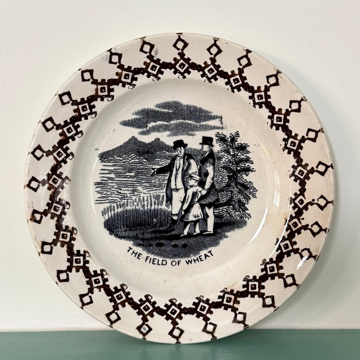 Antique Victorian The Field of Wheat Educational Nursery Plate 17.25cm