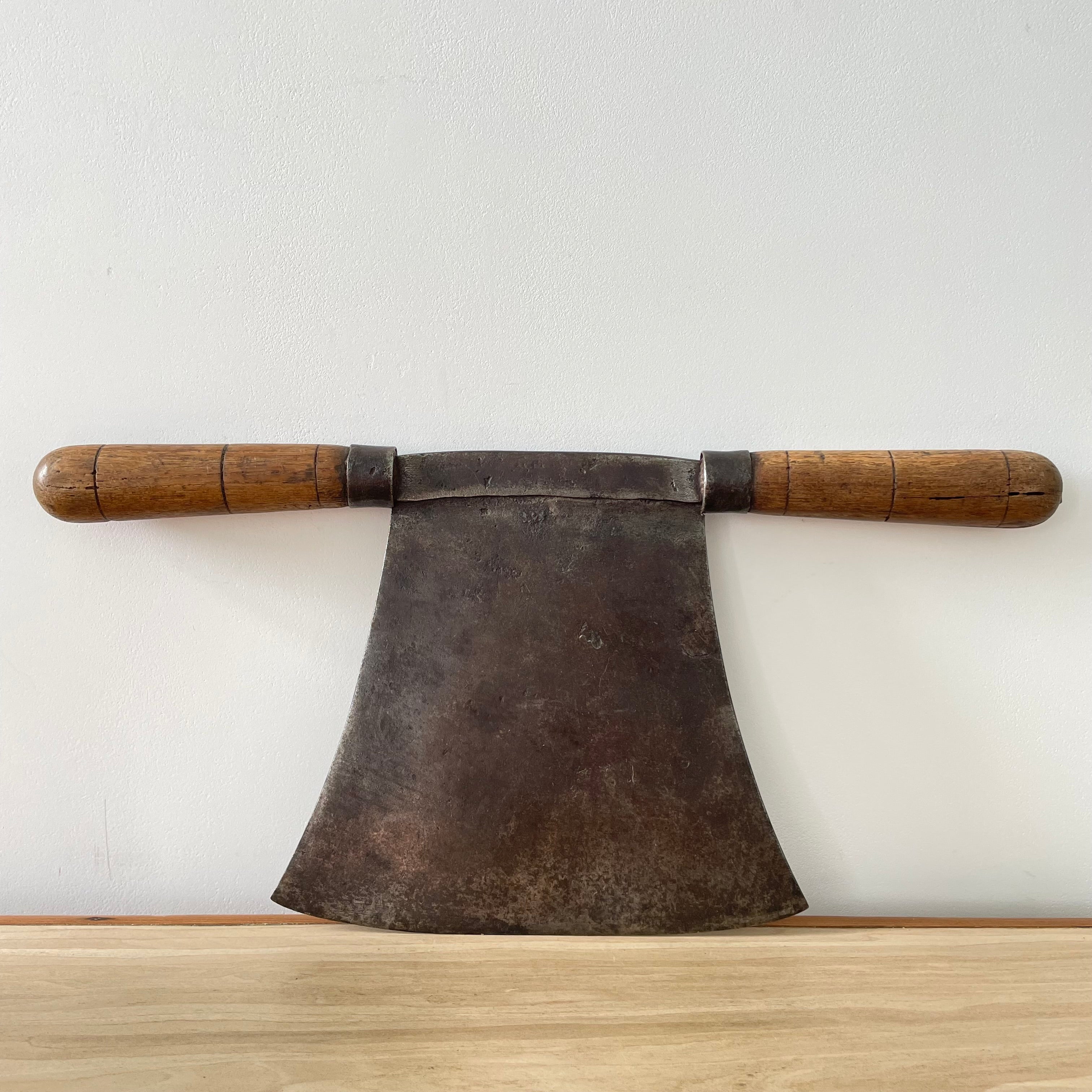 Large Antique Double-Handled Herb Chopper - 19th–Early 20th Century Kitchenalia