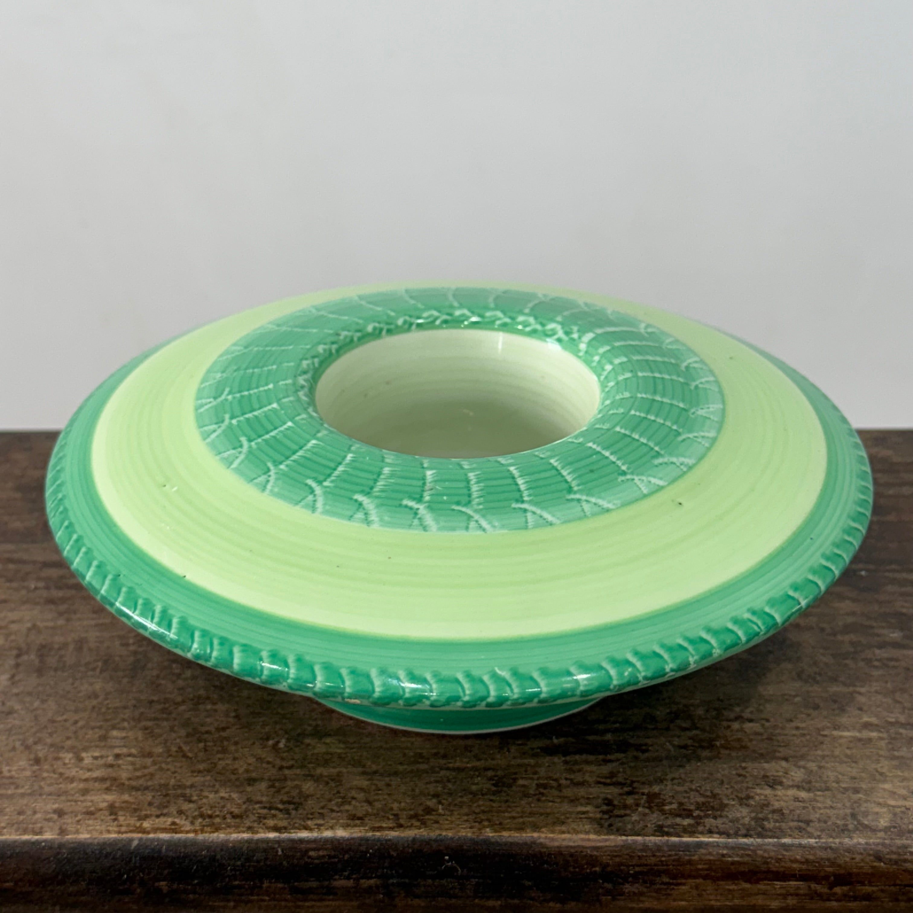 Shelley Harmony Green Dripware Footed Bowl Art Deco 1930s