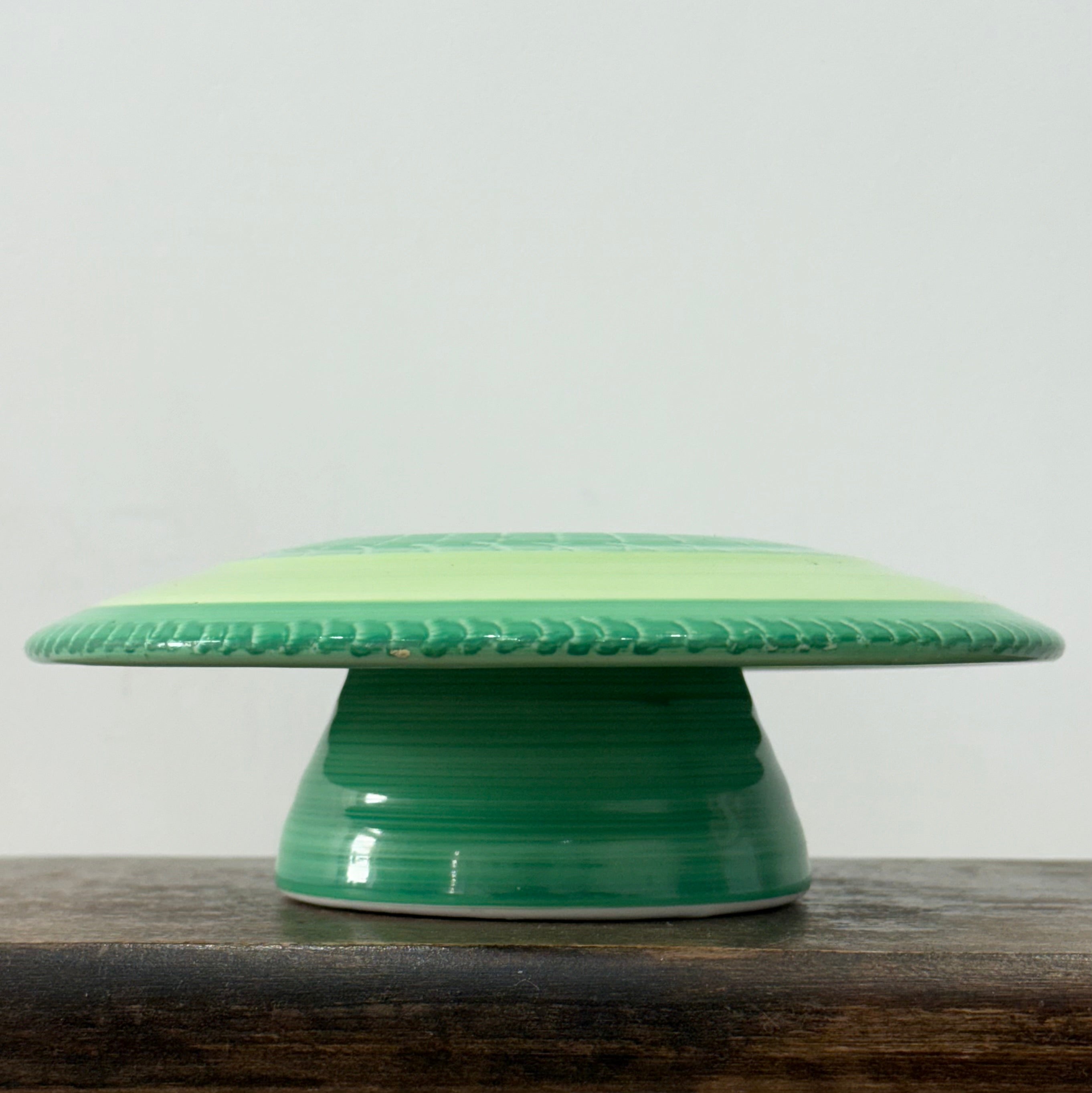 Shelley Harmony Green Dripware Footed Bowl Art Deco 1930s