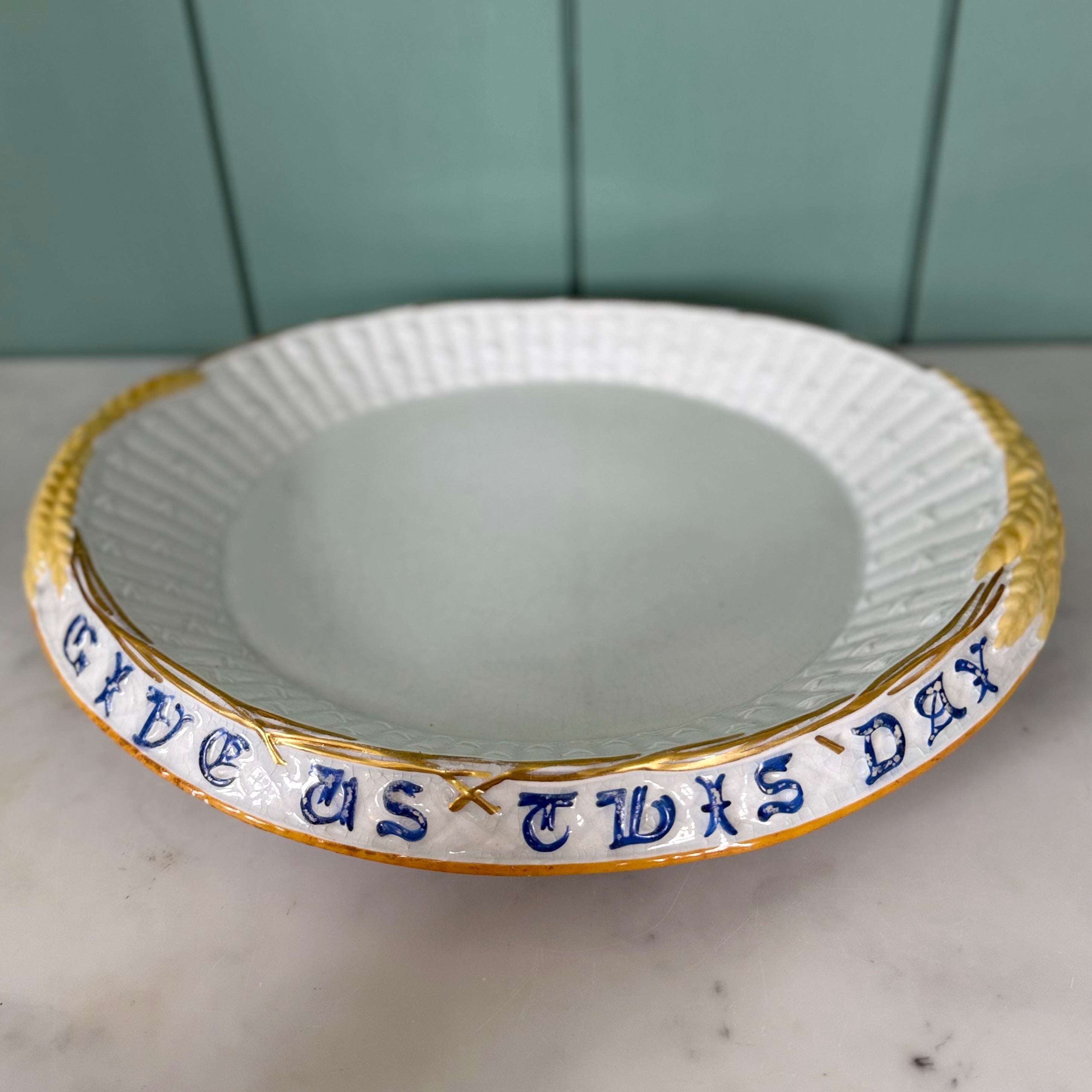 Victorian Ceramic Bread Plate ‘Our Daily Bread Give Us This Day’