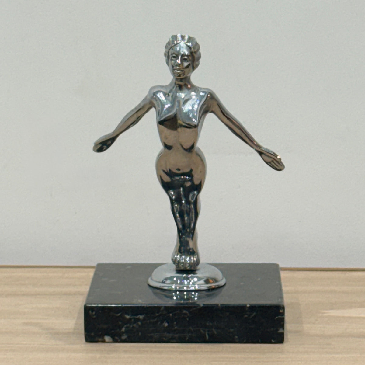 Art Deco Desmo Diving Lady Nymph Chrome Car Mascot