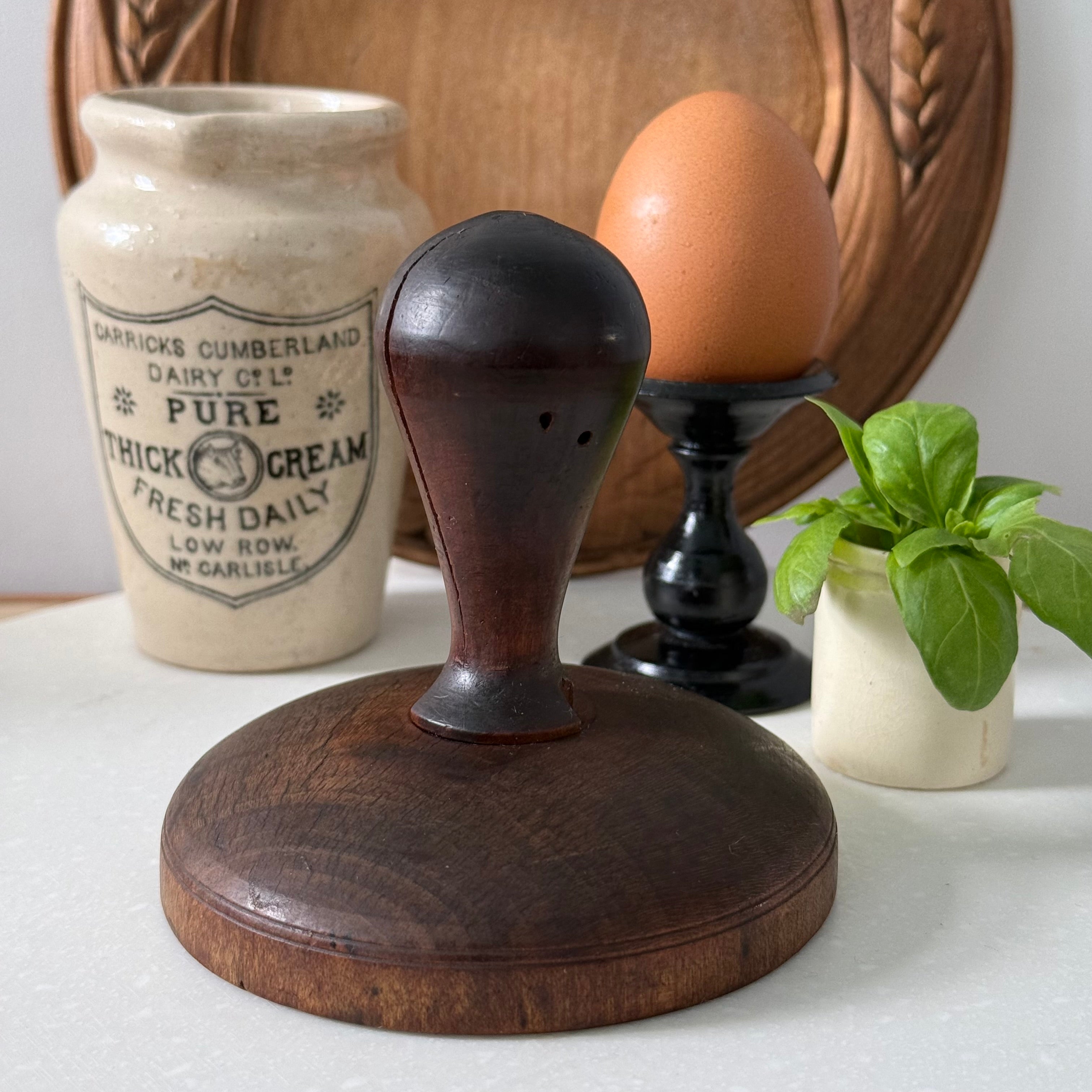 Antique Treen Butter Stamp Acorn Design