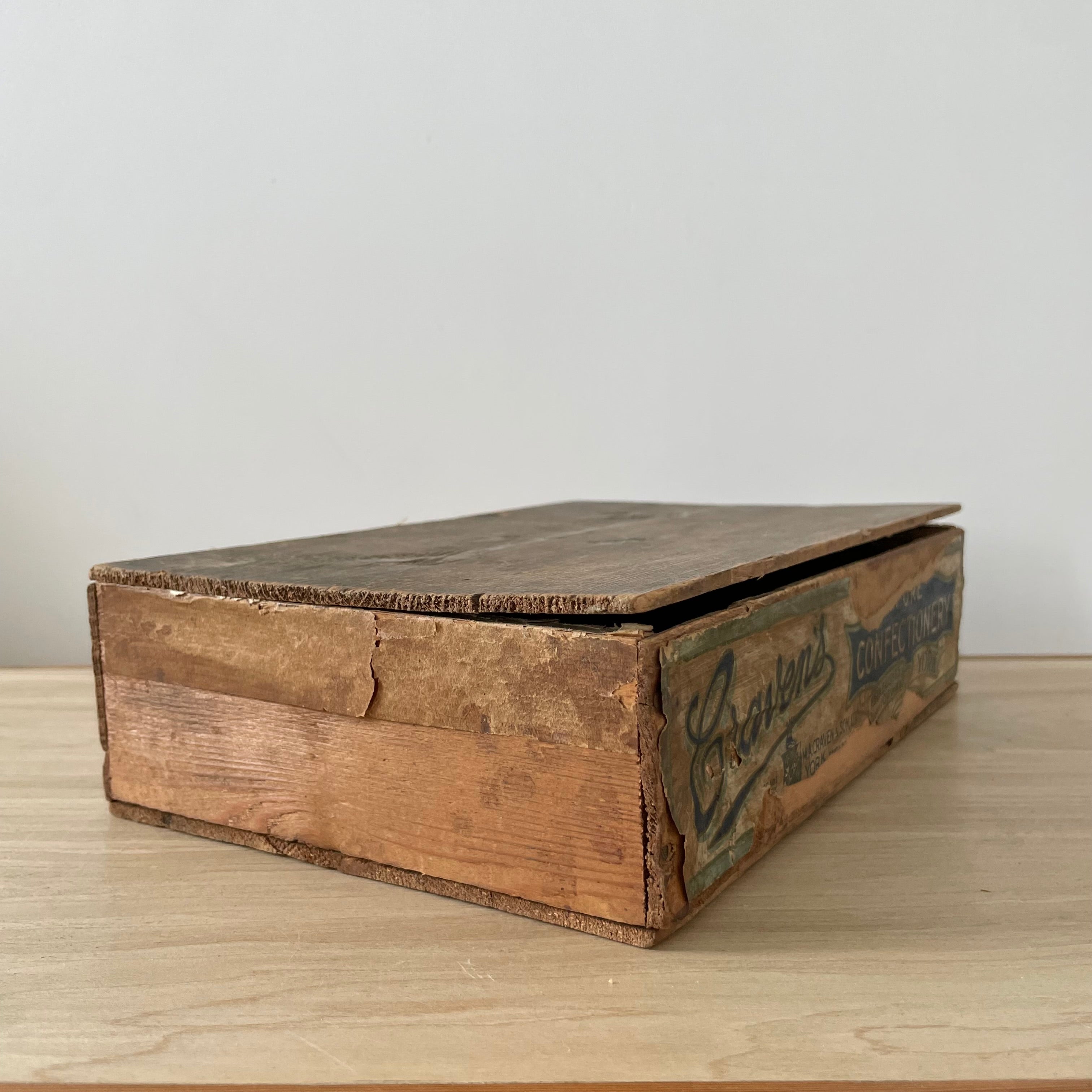 Antique Craven’s Pure Confectionery Wooden Advertising Box – York, Early 1900s