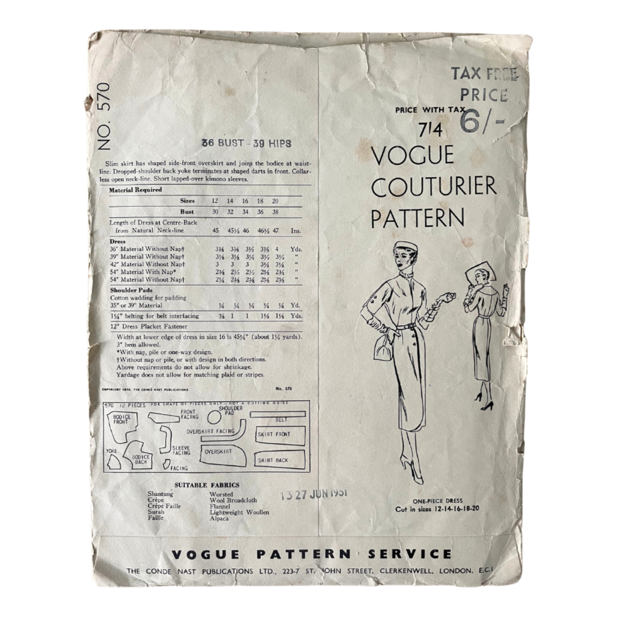 Vogue Couturier 570 Womens Size 12 Dress