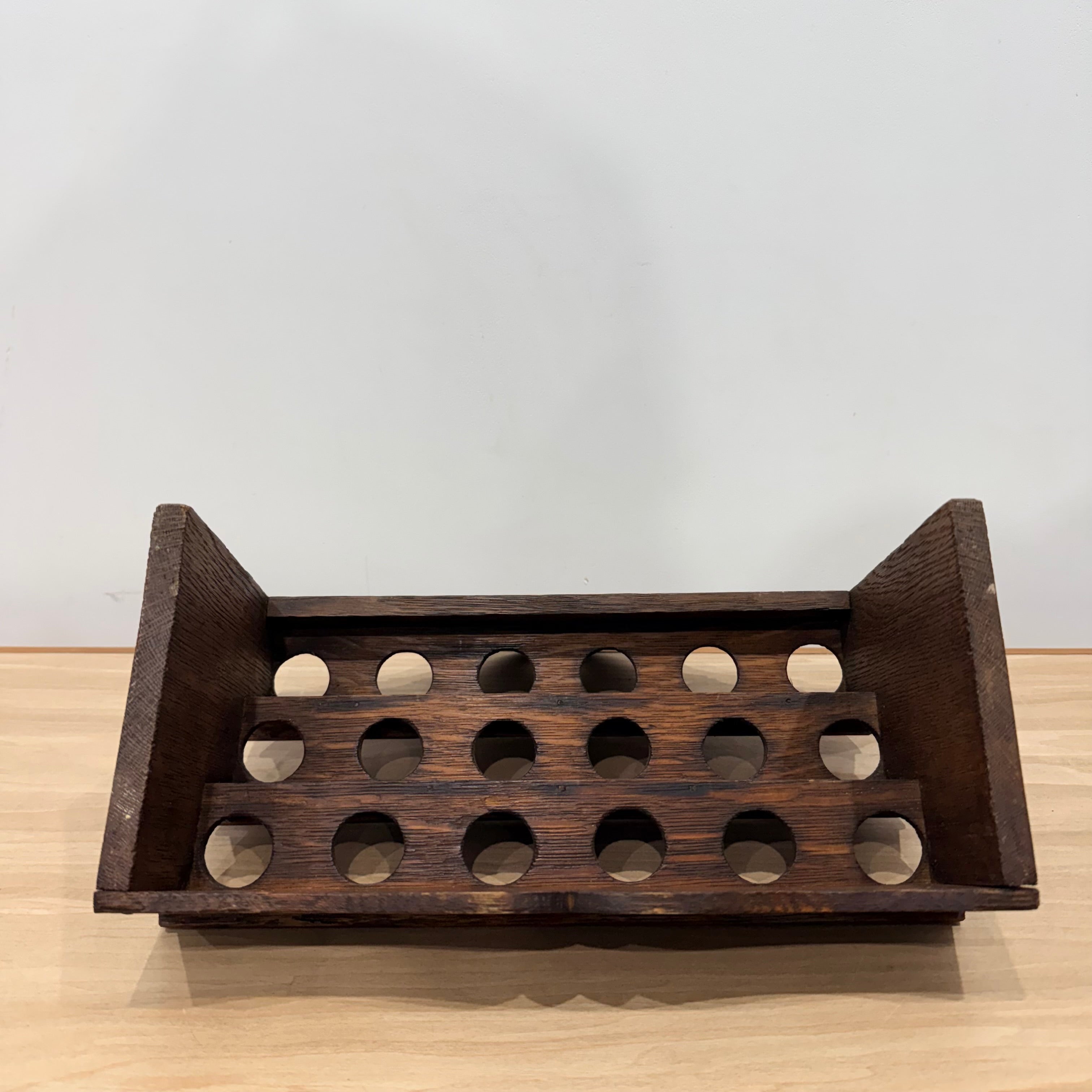 Antique Welsh Cawl Spoon Rack Oak Treen 3 Tier Peg Wall Shelf
