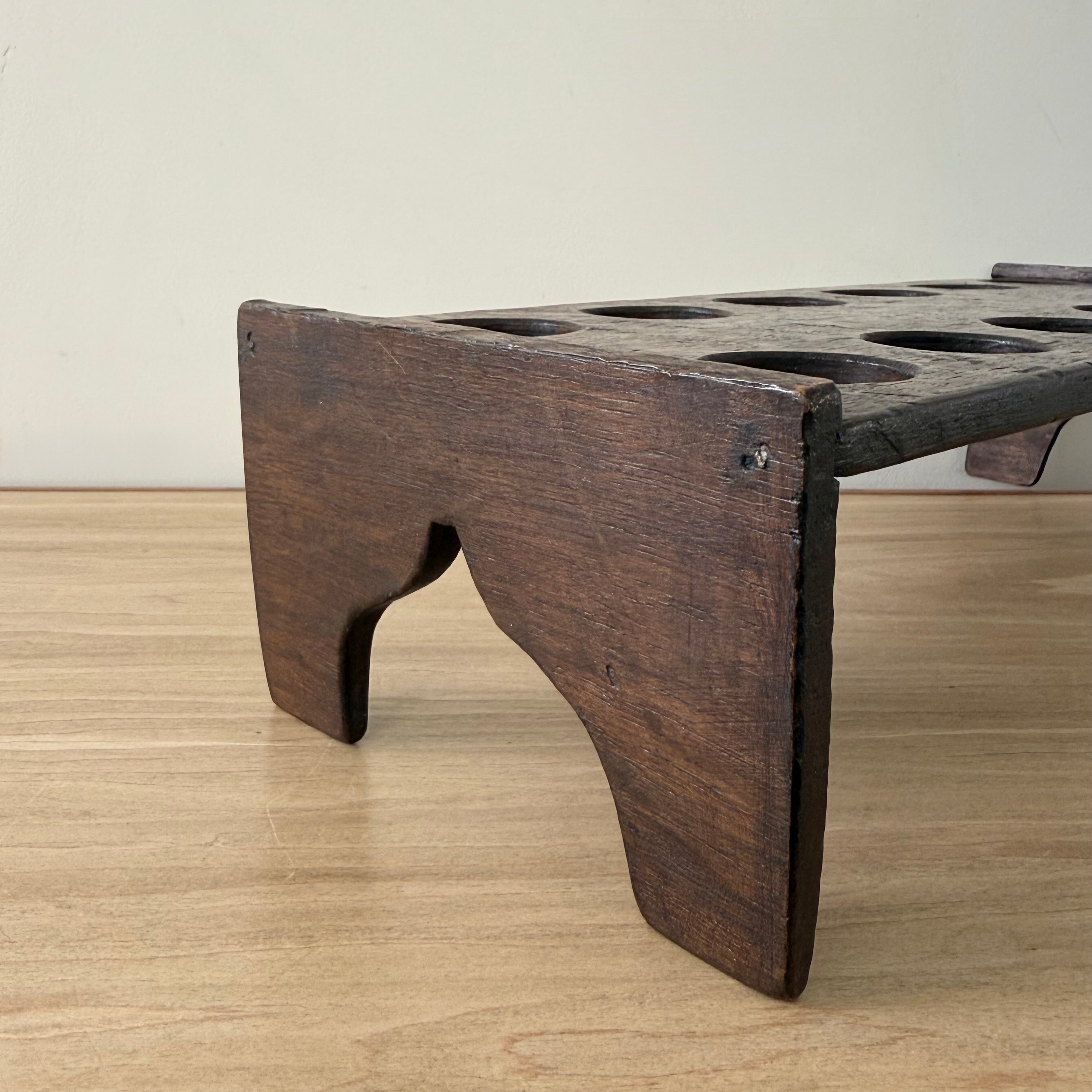 Antique Wooden Egg Rack Stand – 12 Hole Farmhouse Kitchen Storage