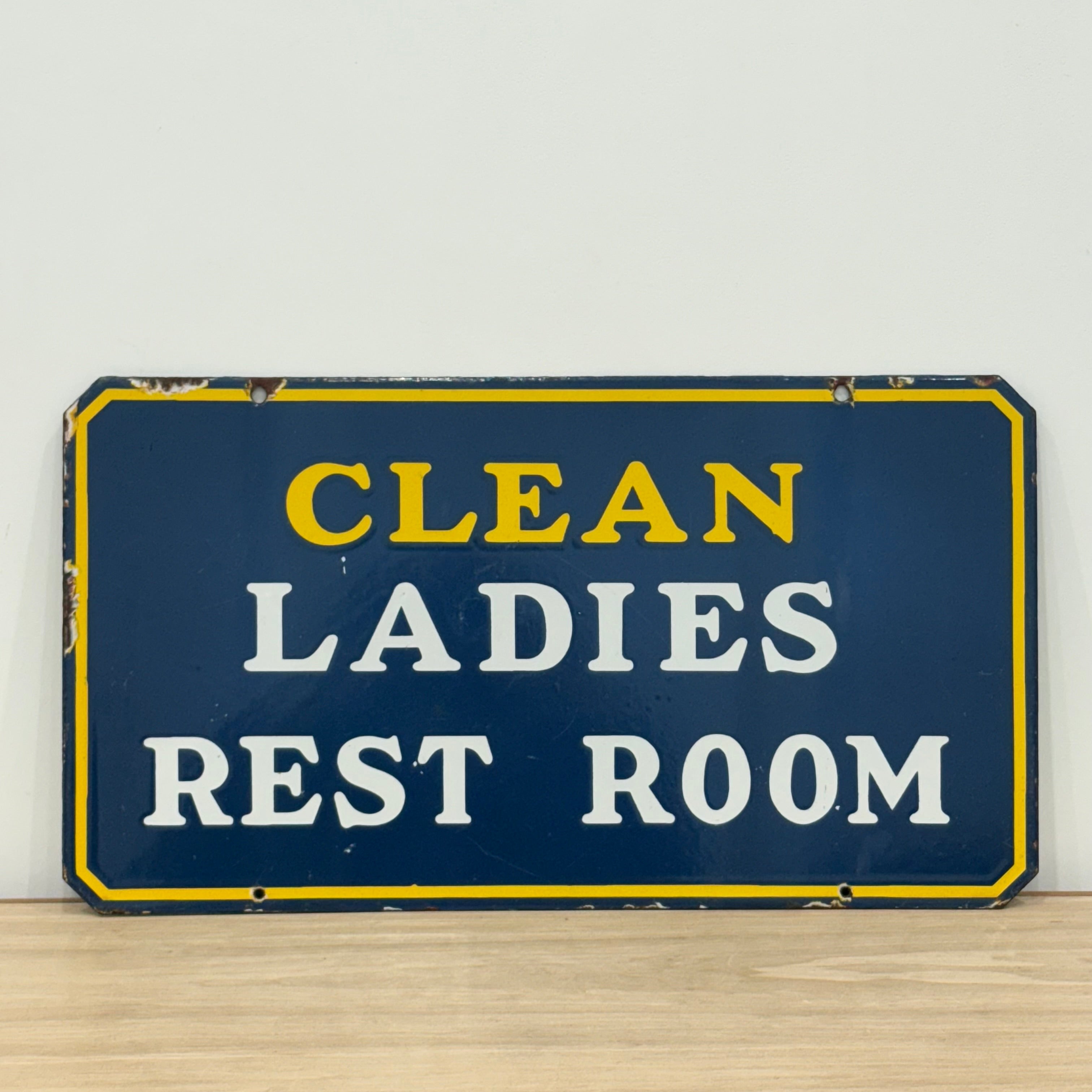 Vintage Clean Ladies Rest Room enamel sign