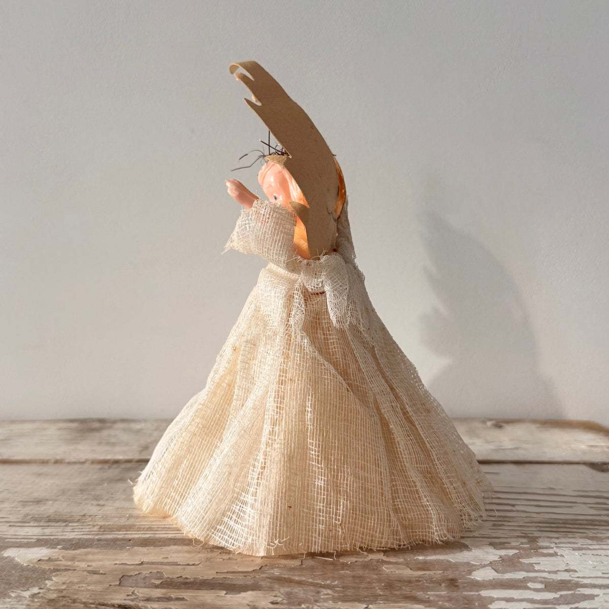 Vintage Christmas Tree Angel with Gold Wings c.1950s–1960s