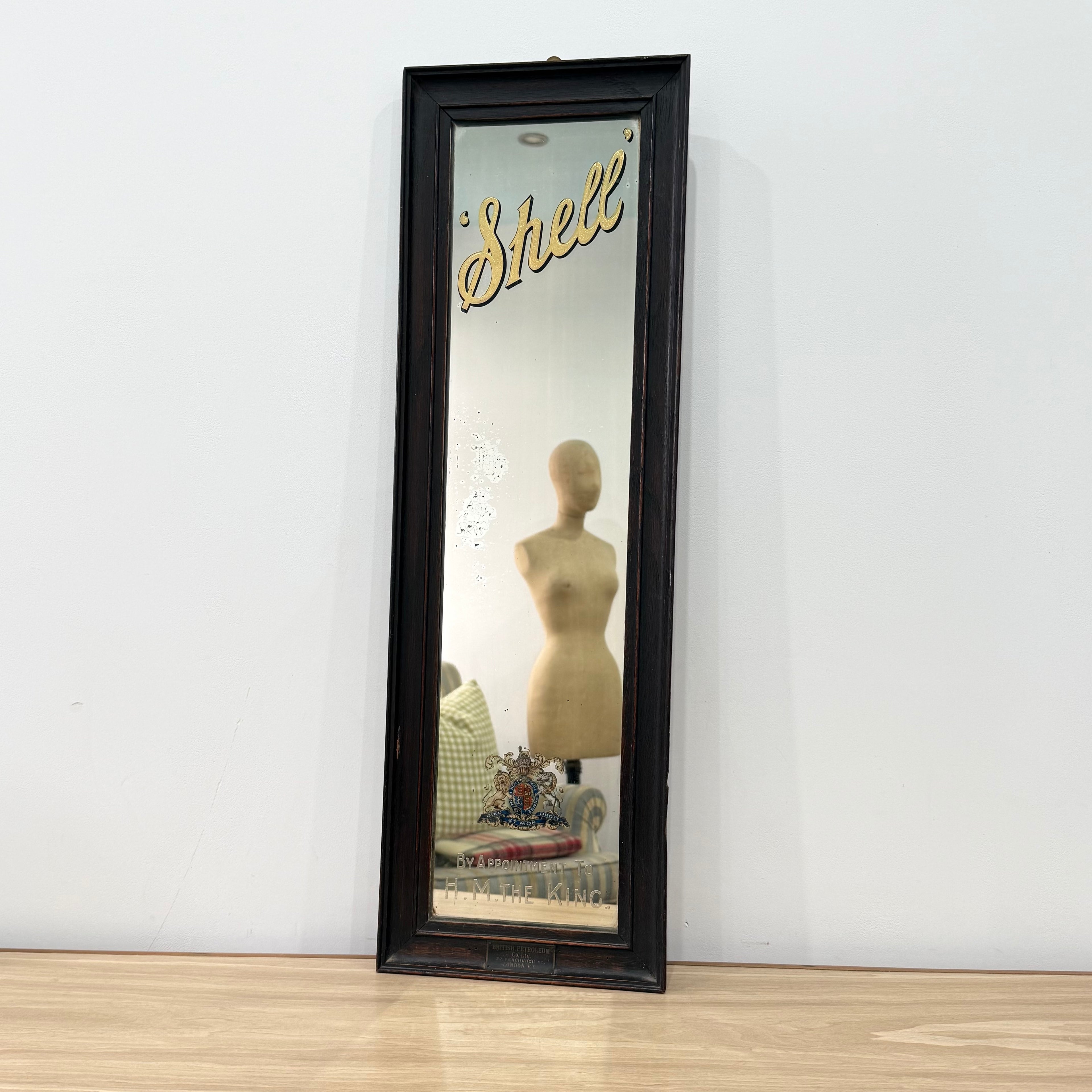 Vintage Shell Petrol Advertising Mirror Royal Warrant British Petroleum BP 1930s