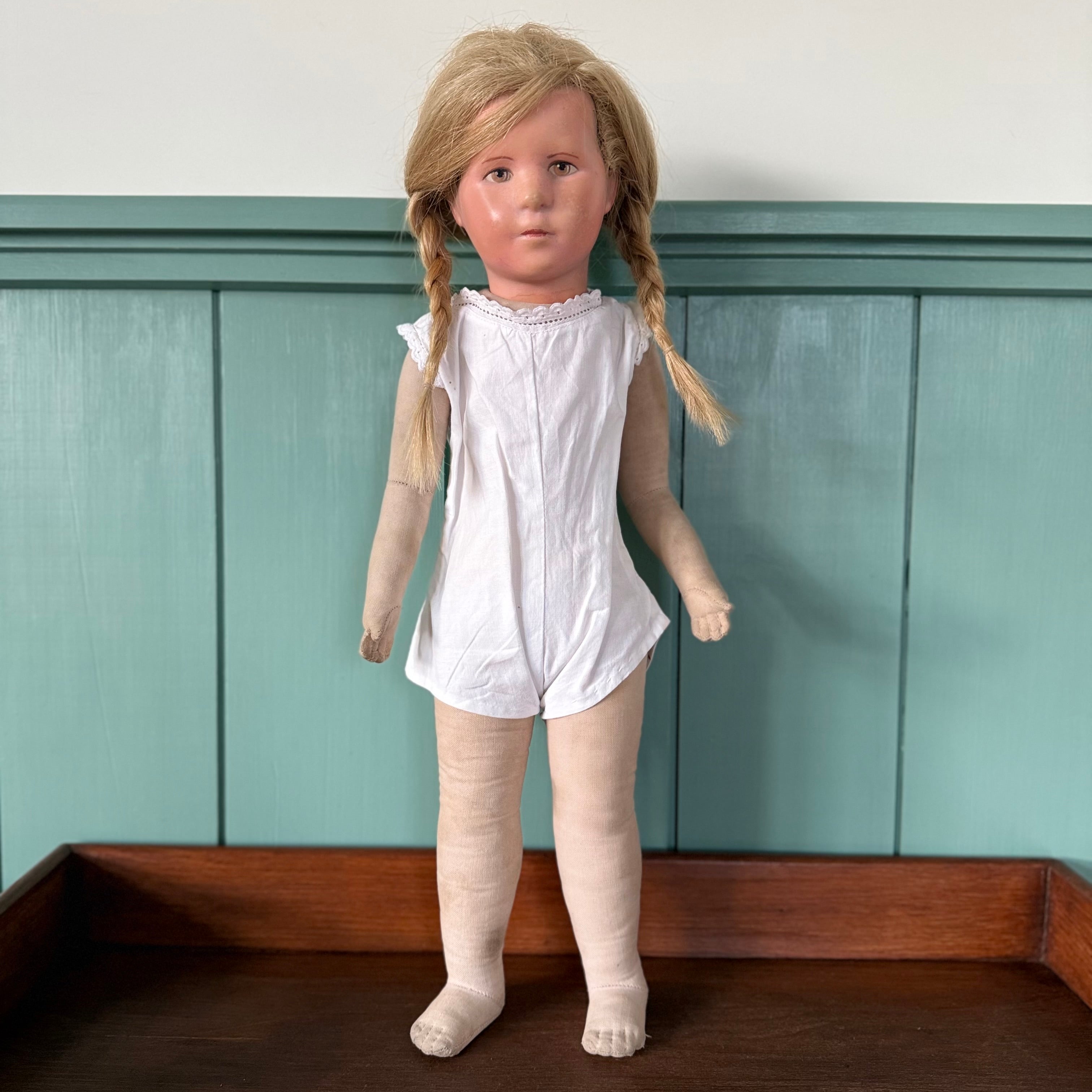Vintage Käthe Kruse Cloth Doll 50cm Blonde Braids German Doll
