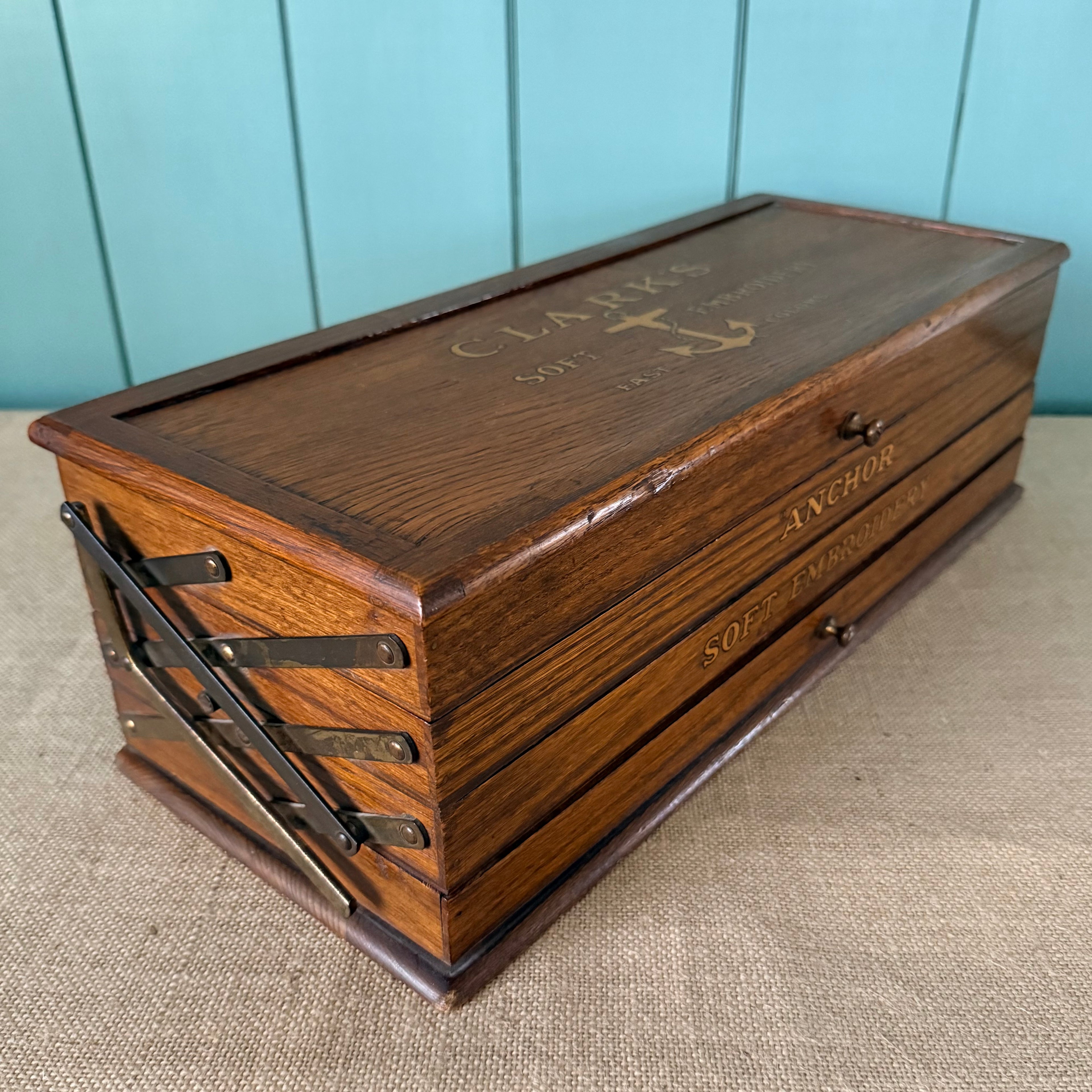 Antique Clark’s Anchor Soft Embroidery Thread Display Cabinet