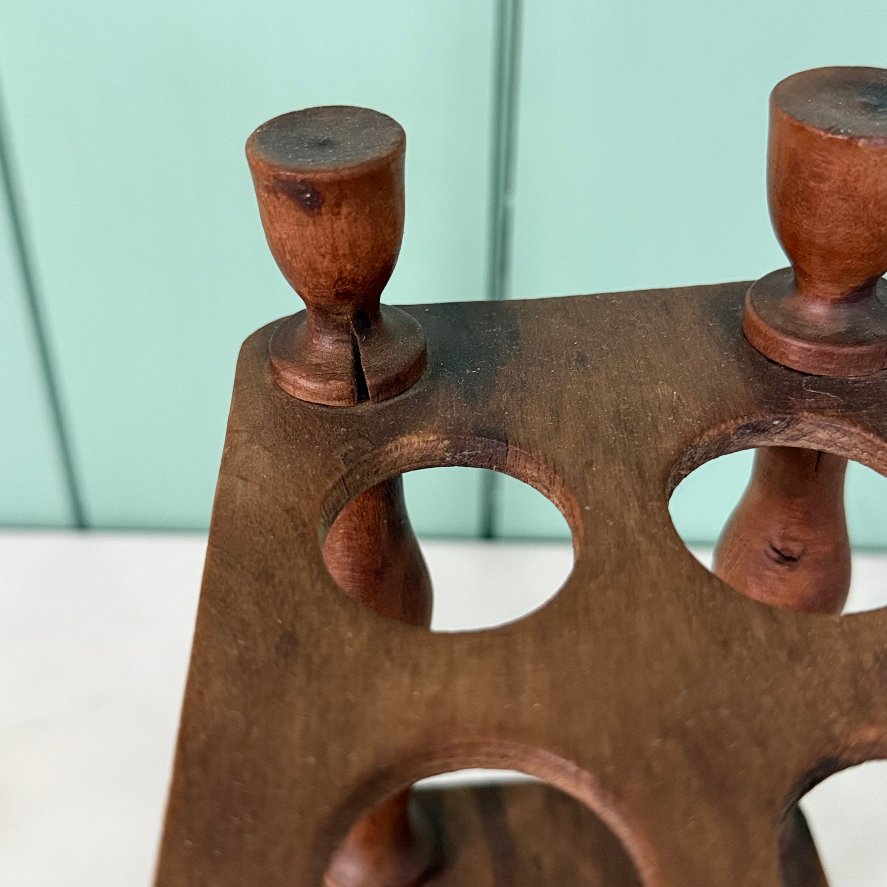 Antique Victorian Edwardian Wooden Two Tier Egg Stand Rack