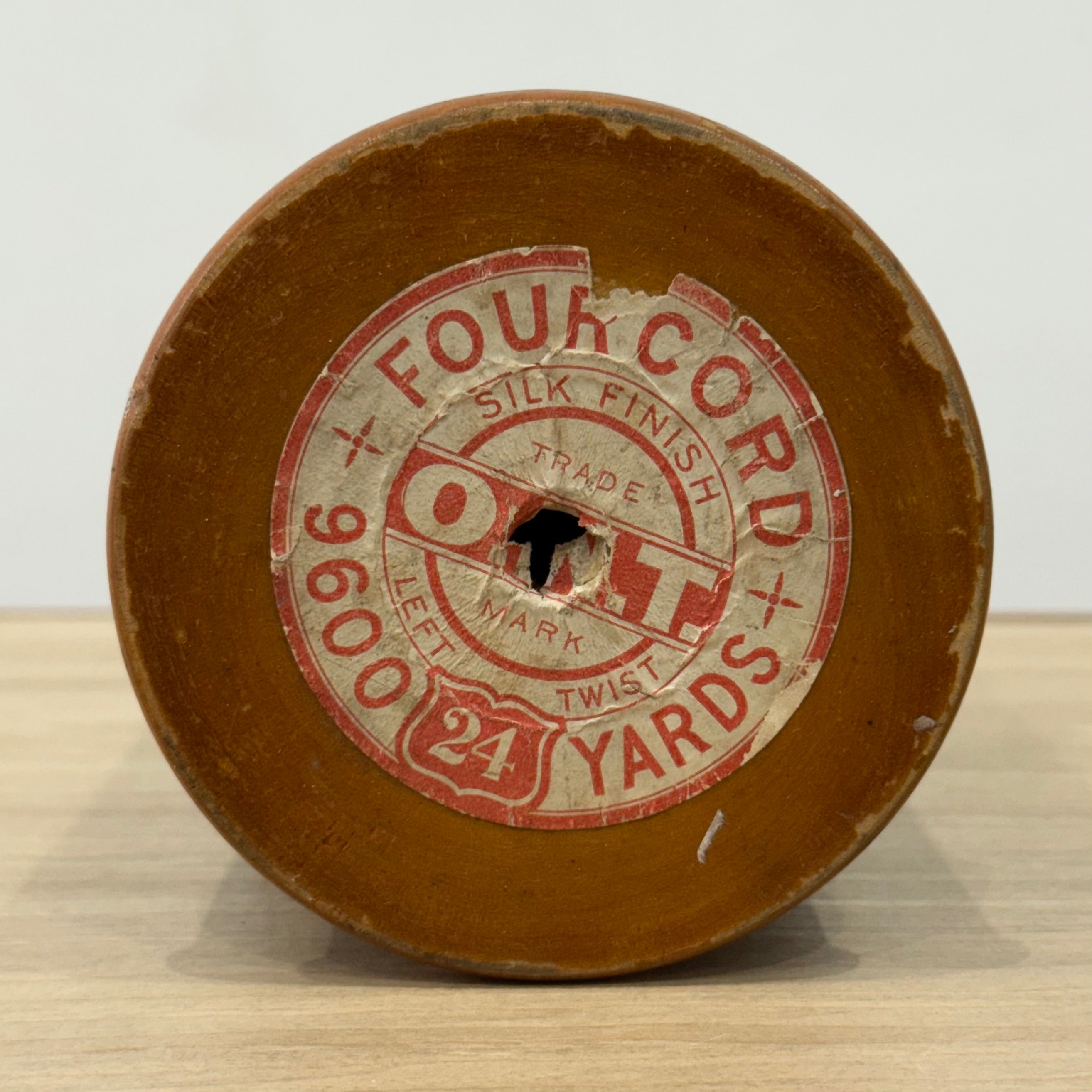 Victorian Edwardian O.N.T. Silk Finish Four Cord Wooden Thread Reel 9600yd