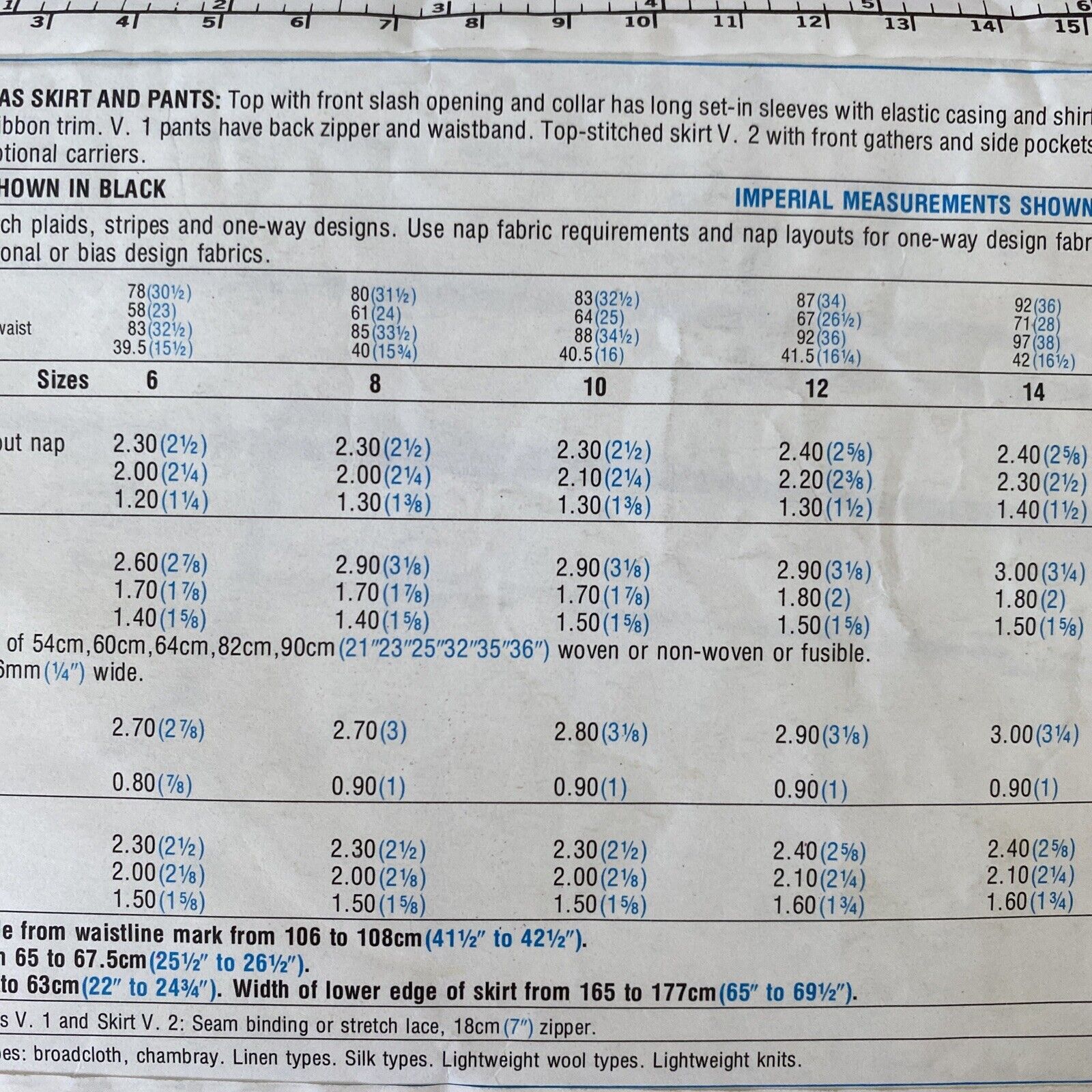 Simplicity 8087 Womens Size 12 Top Skirt Trousers UNCUT *