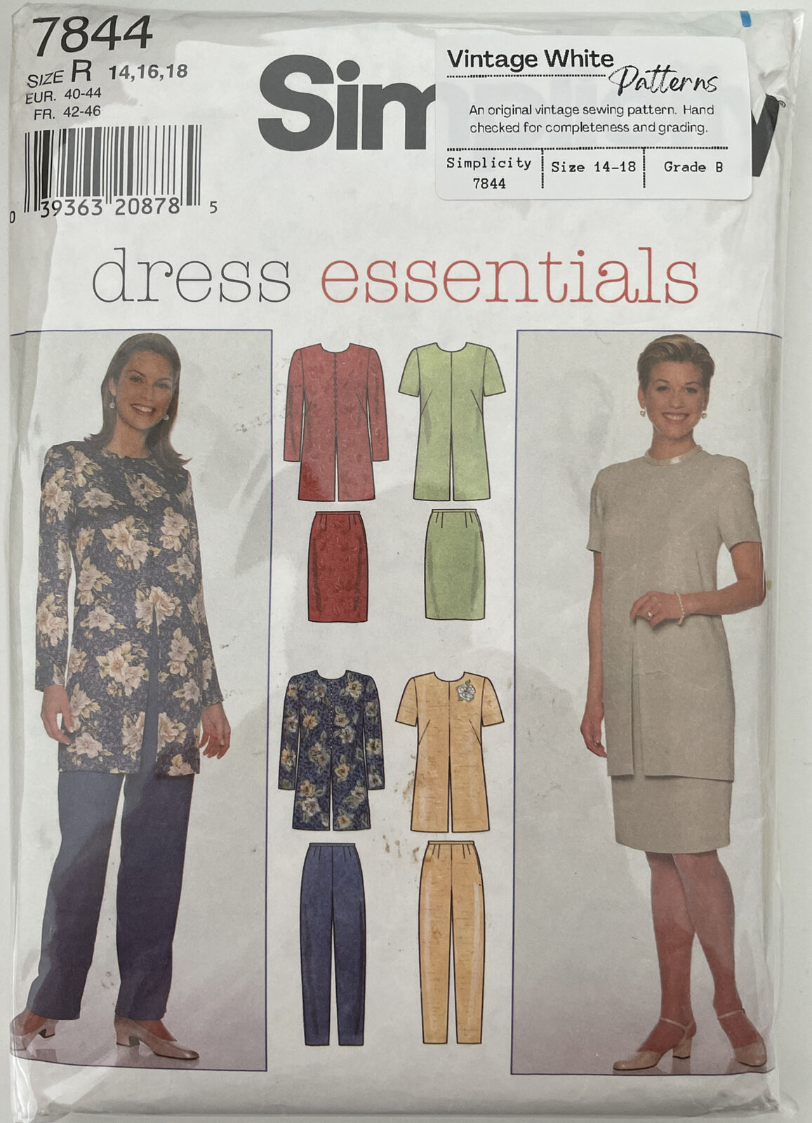 Simplicity 7844 Womens Size 14-18 Petite Tunic Skirt Trousers *