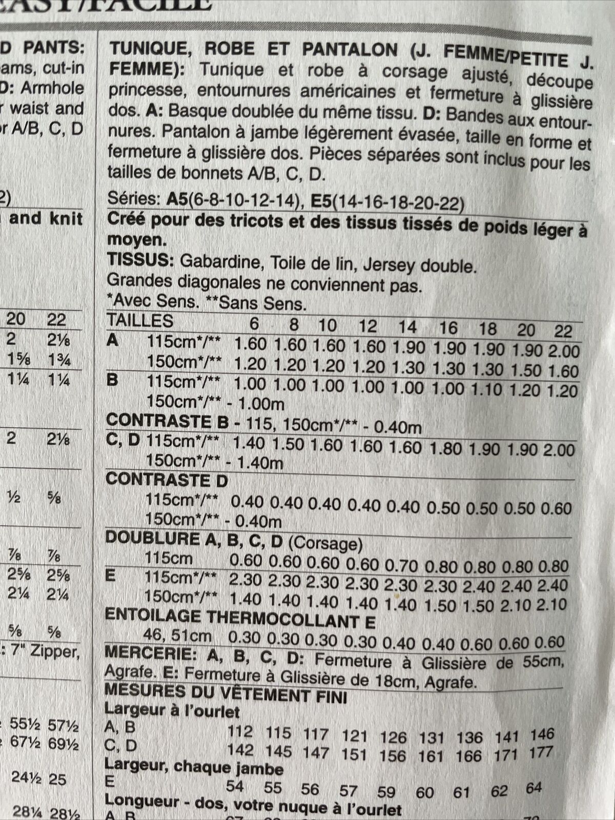 Butterick B6066 Womens Size 6-14 Petite Dress Top Trousers FF