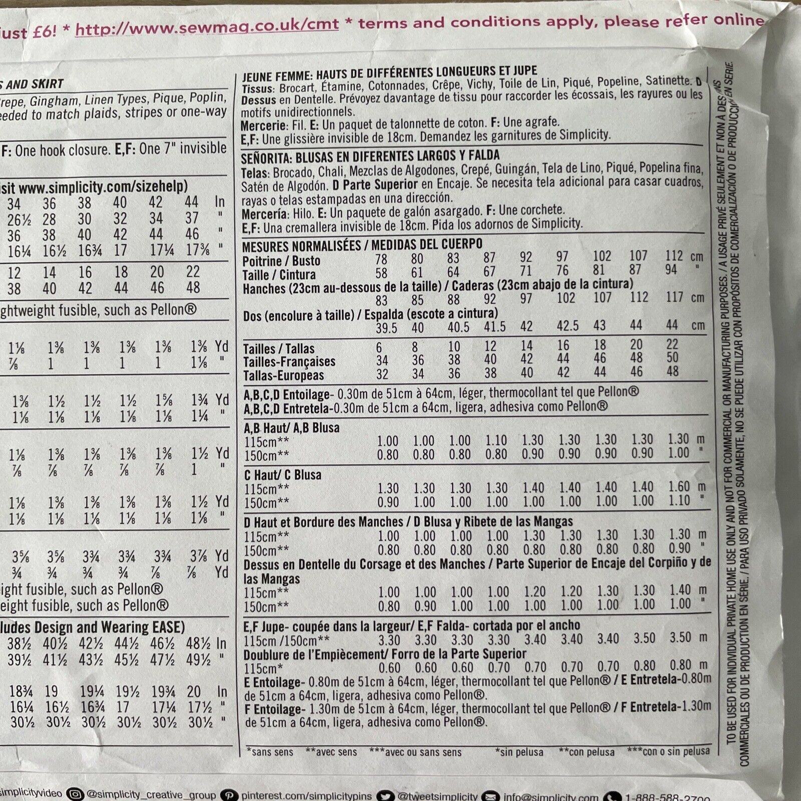 Simplicity K8128 Womens Size 10-18 Top Skirt FF *