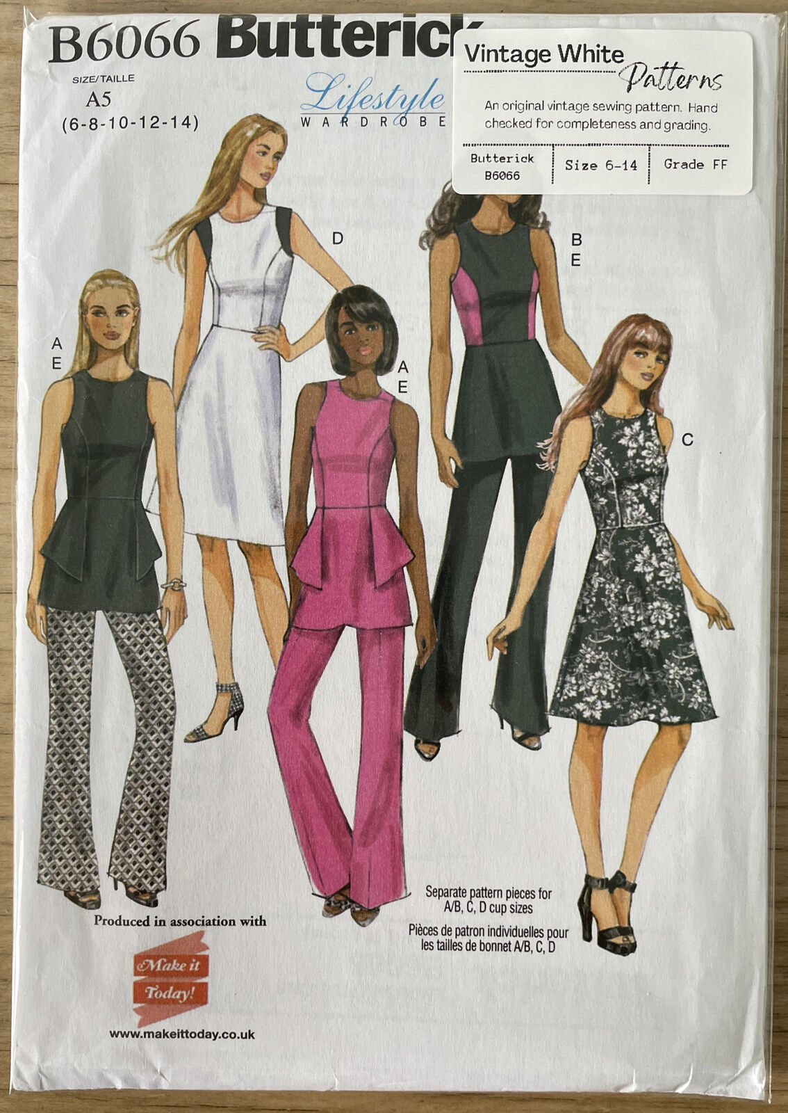 Butterick B6066 Womens Size 6-14 Petite Dress Top Trousers FF