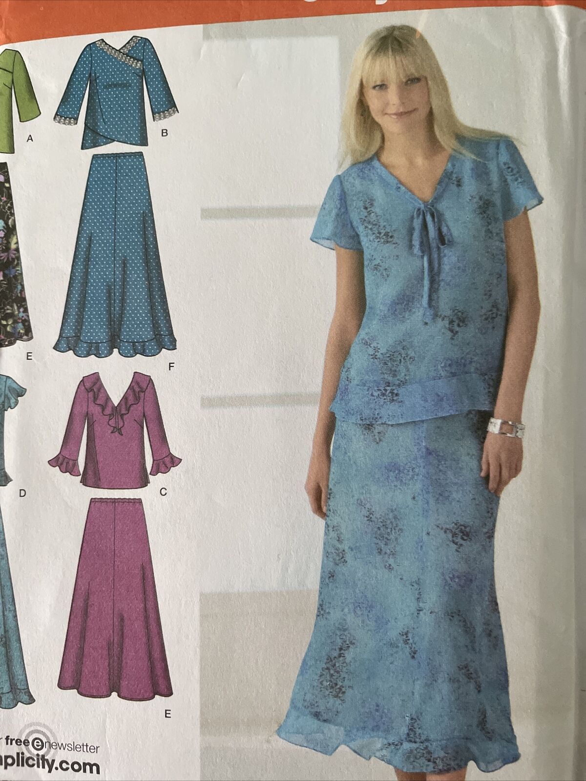 Simplicity 4221 Womens Size 10-16 Top Blouse Skirt FF *