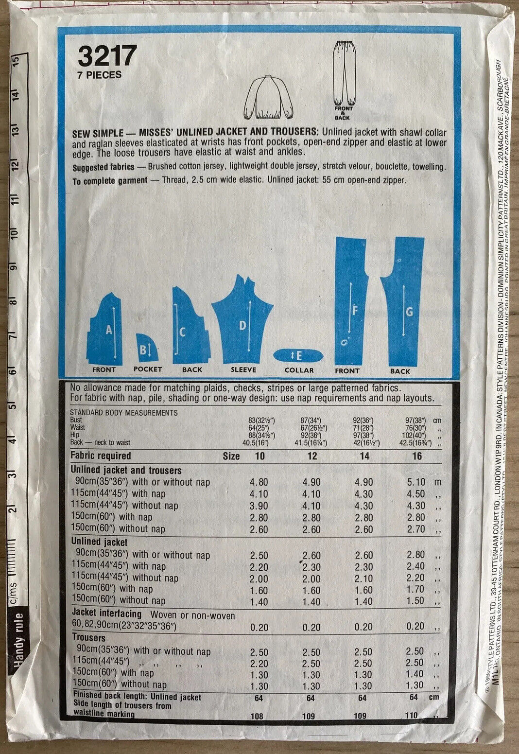 Style 3217 Womens Size 14 Jacket Trousers