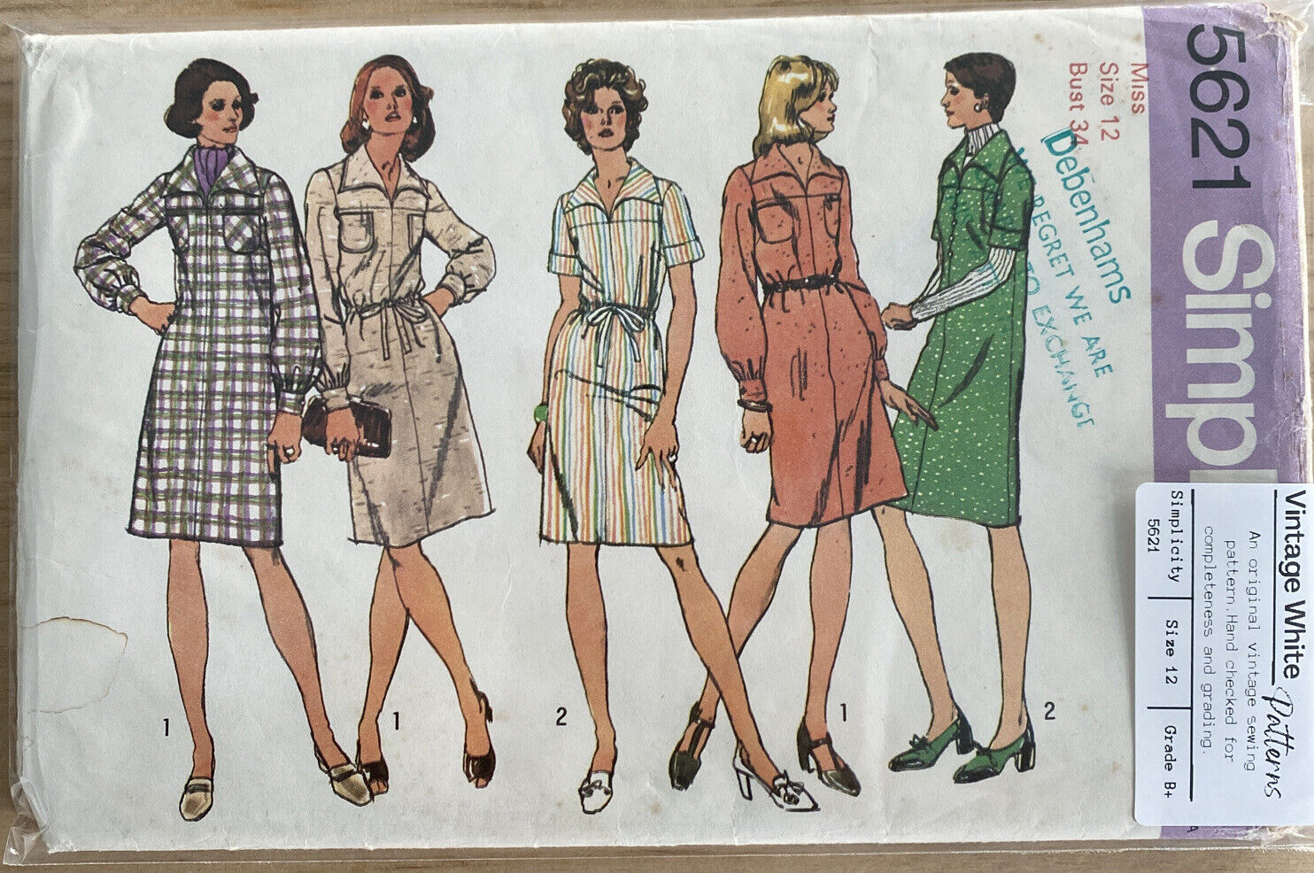 Simplicity 5621 Womens Size 12 Dress *