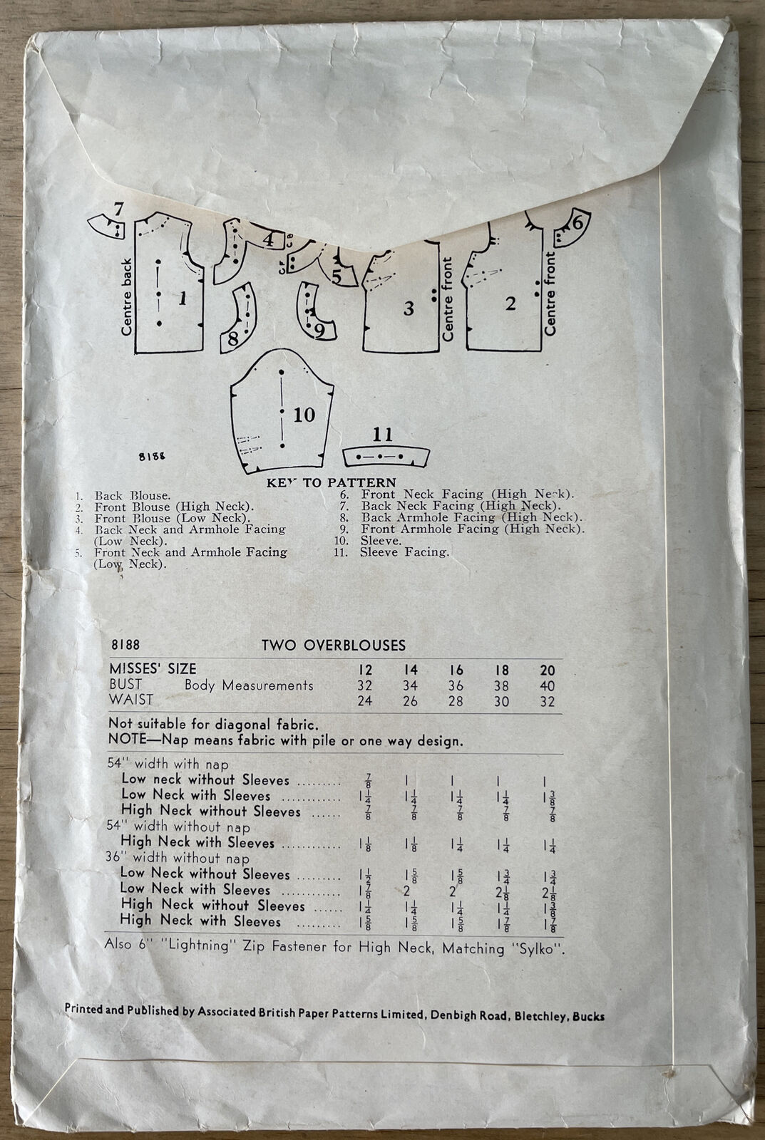 Weldons 8188 Size 16 Blouse