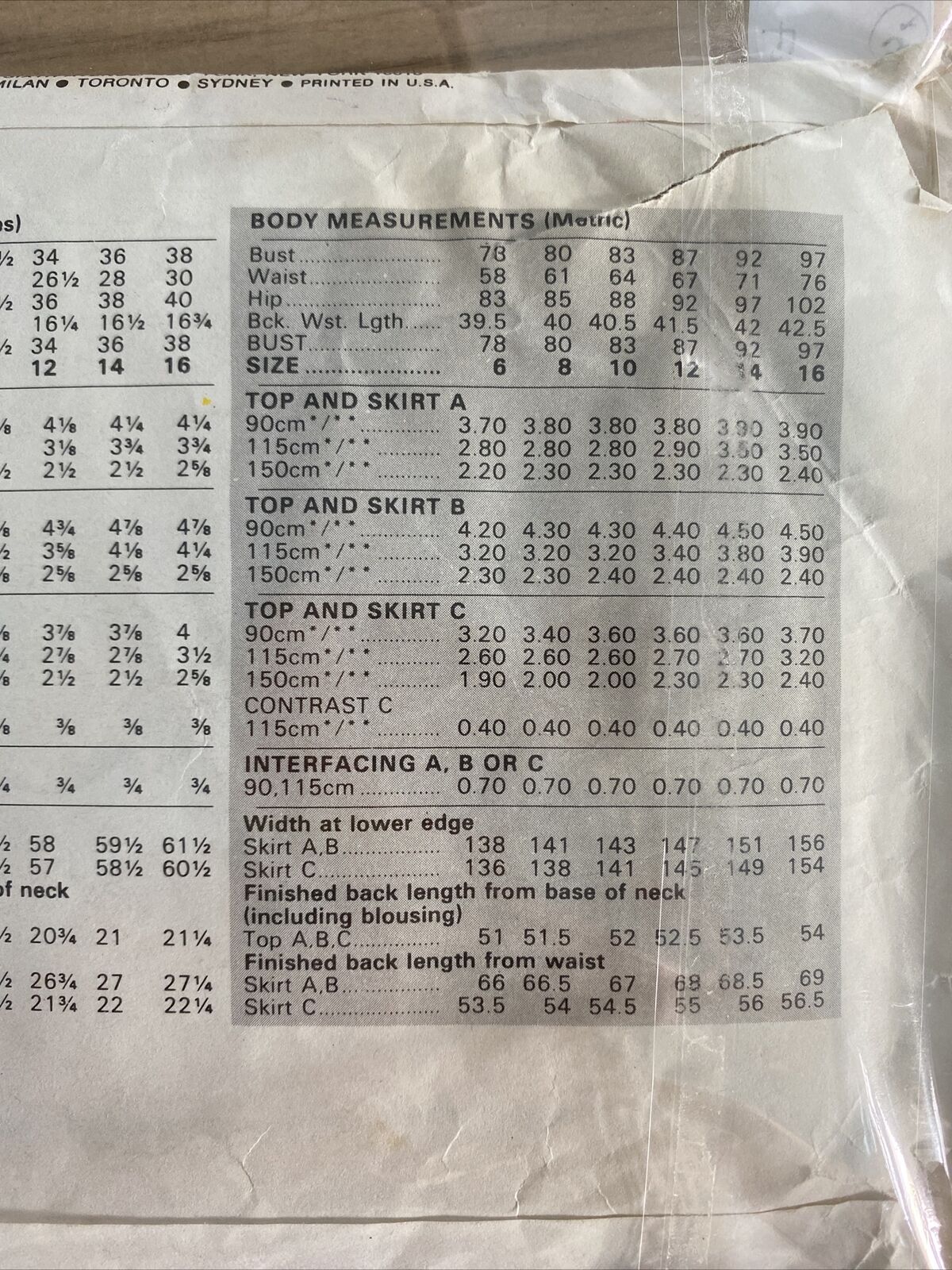 Vogue 8227 Womens Size 12 Petite Top Skirt