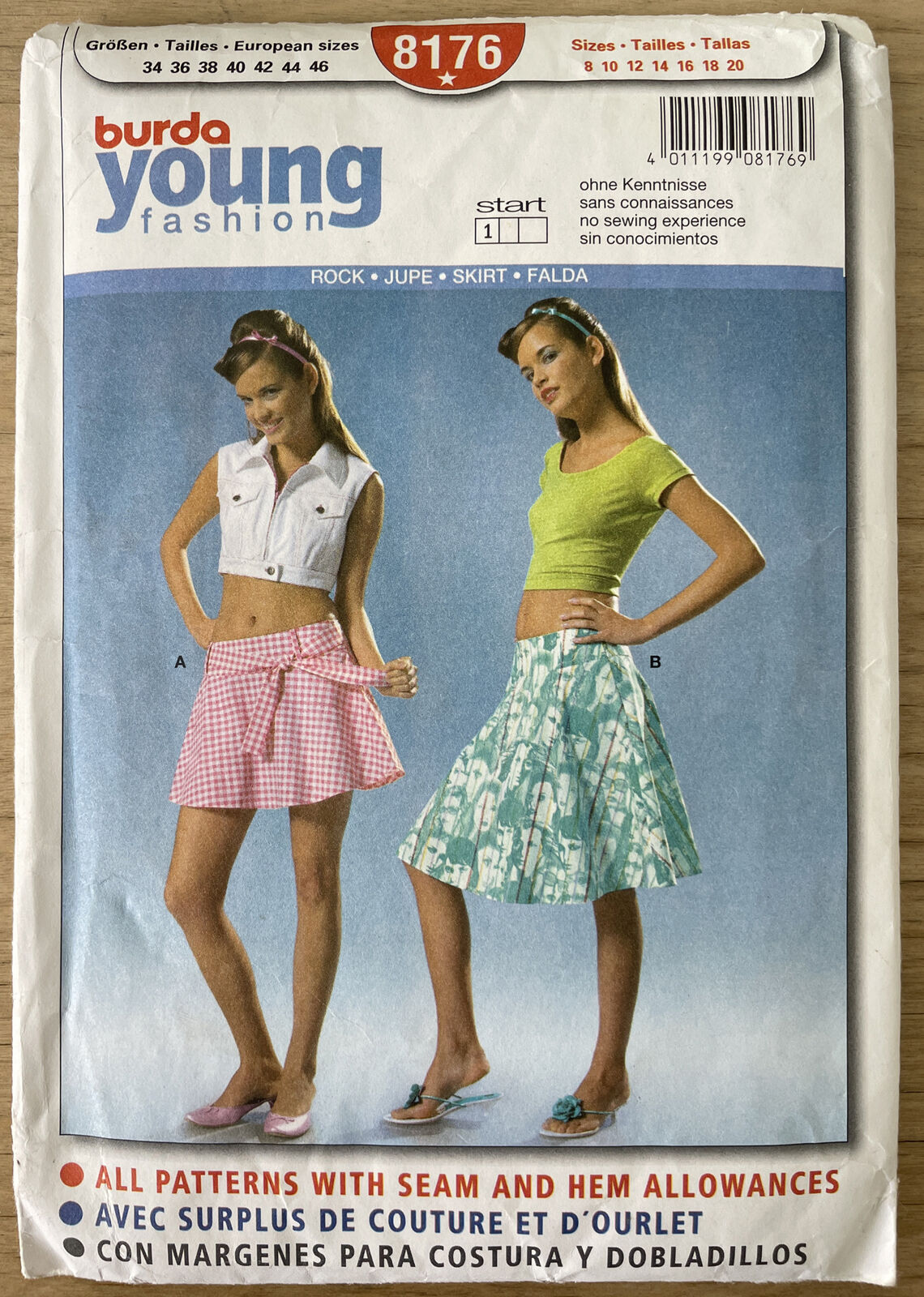 Burda 8176 Teen Size 34-46 EU Skirt FF *