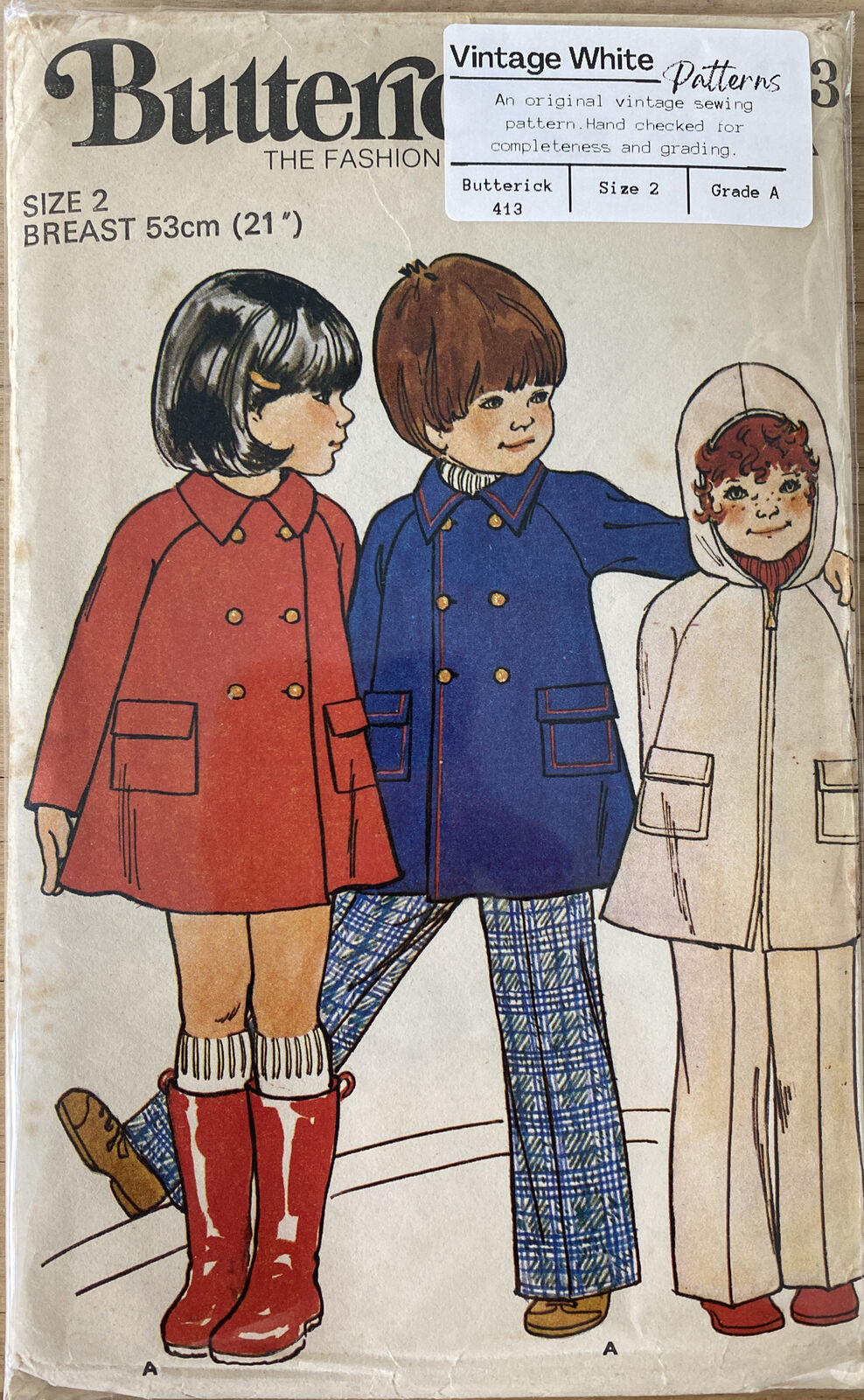 Butterick 413 Childs Size 2 Toddler Coat Trousers *