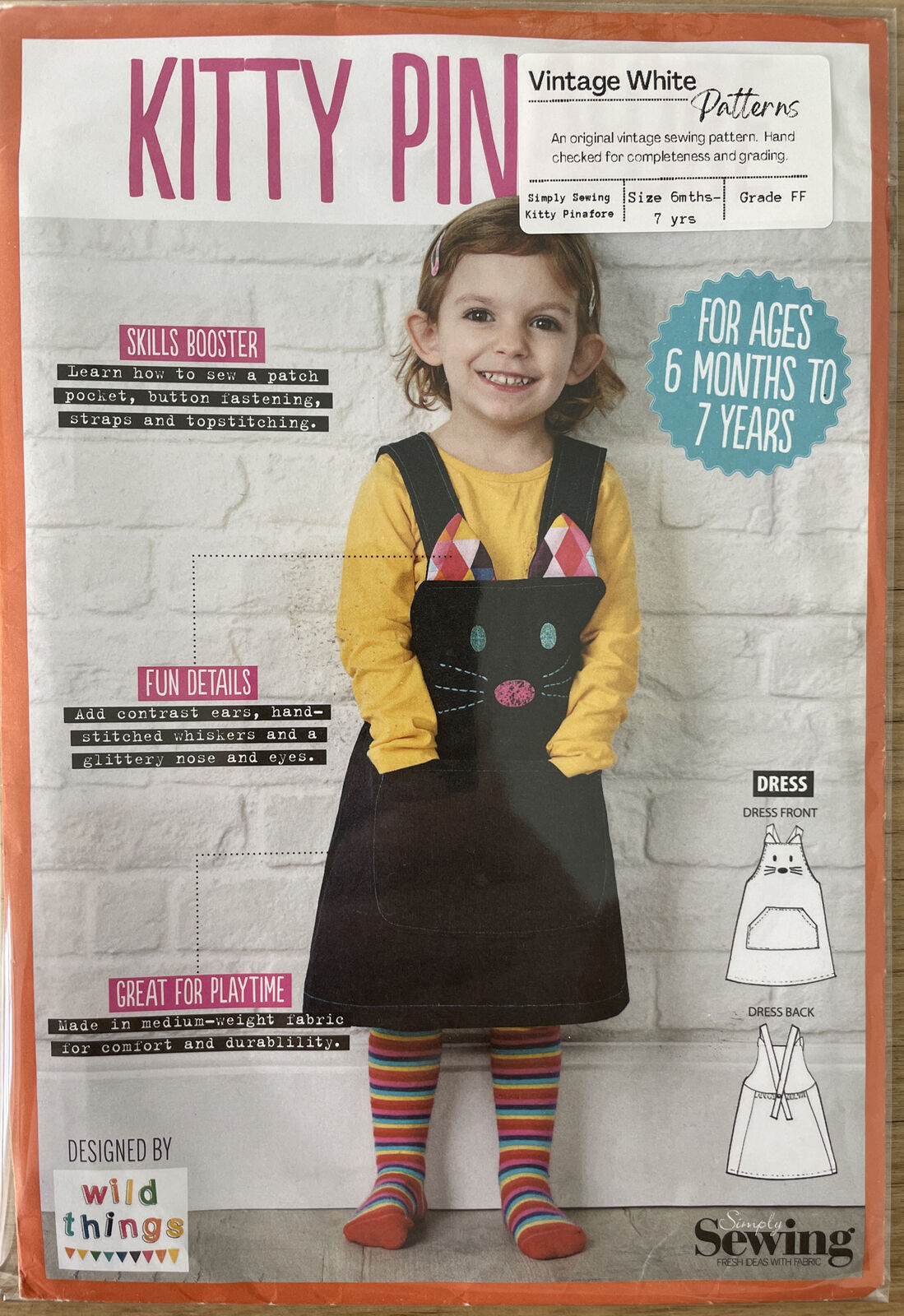 Simply Sewing Kitty Pinafore Size 6mths -7 Years FF