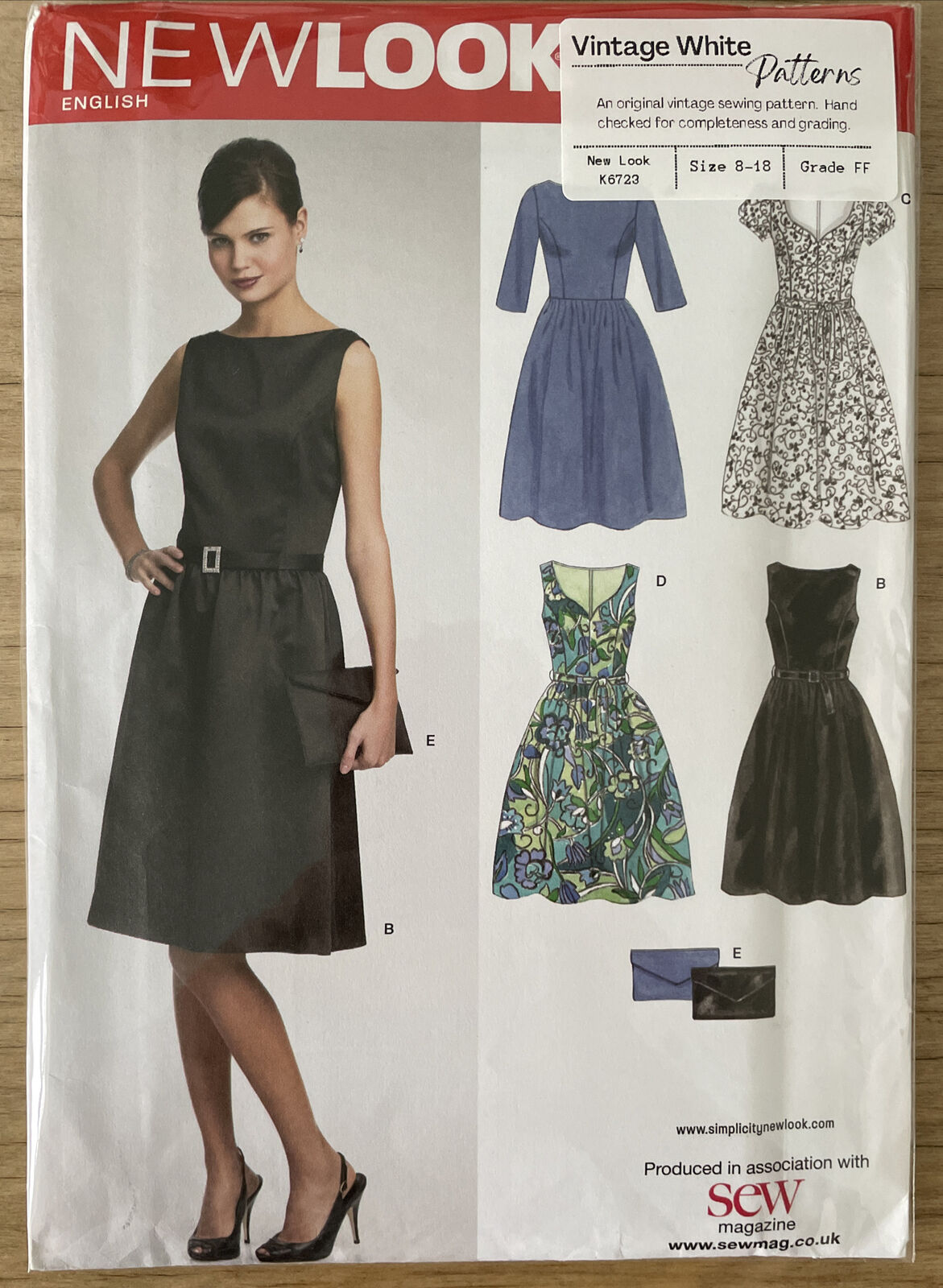 New Look K6723 Womens Size 8-18 Dress Clutch Belt FF *