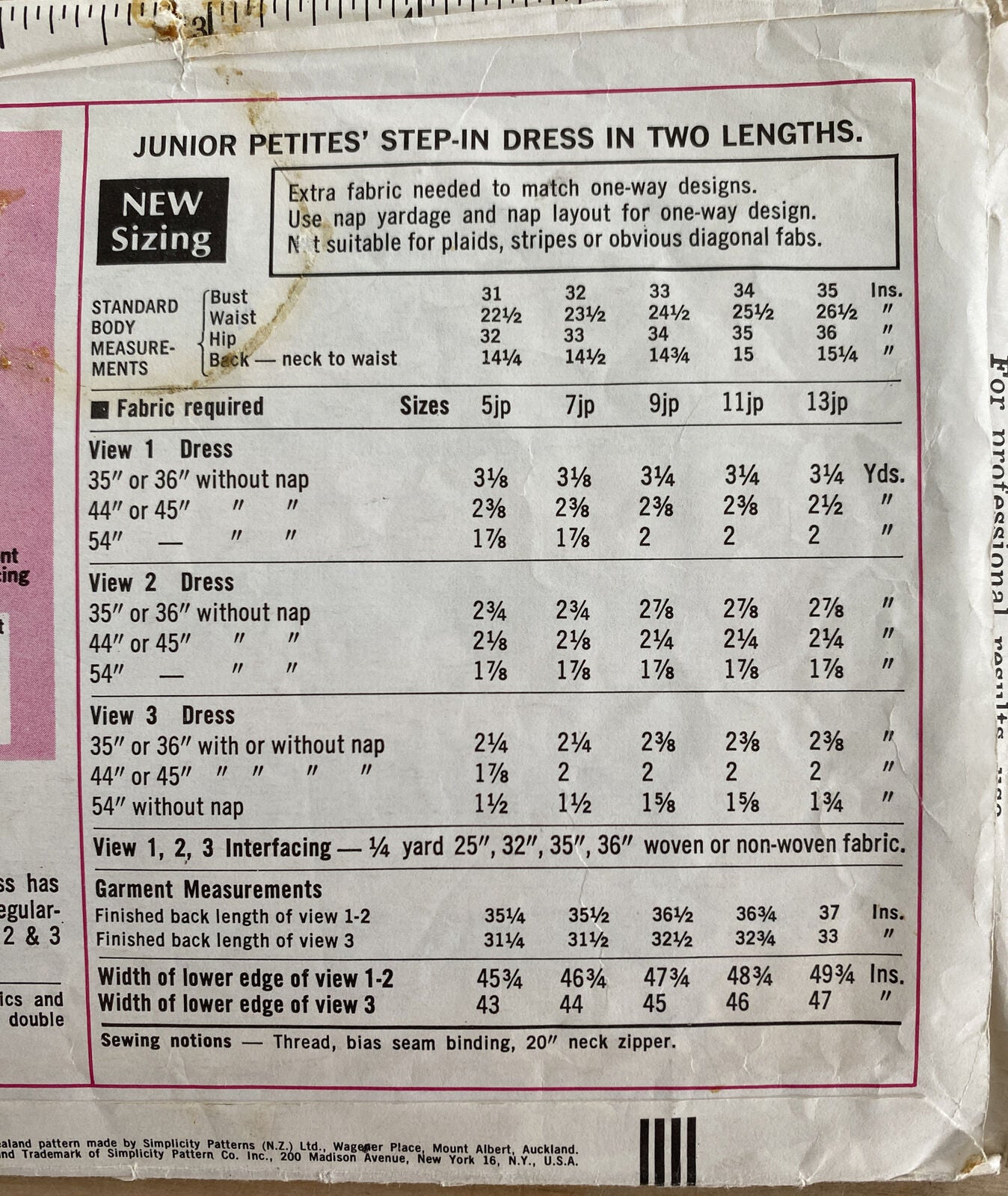 Simplicity 7451 Teen/Girl Size 9 Dress *