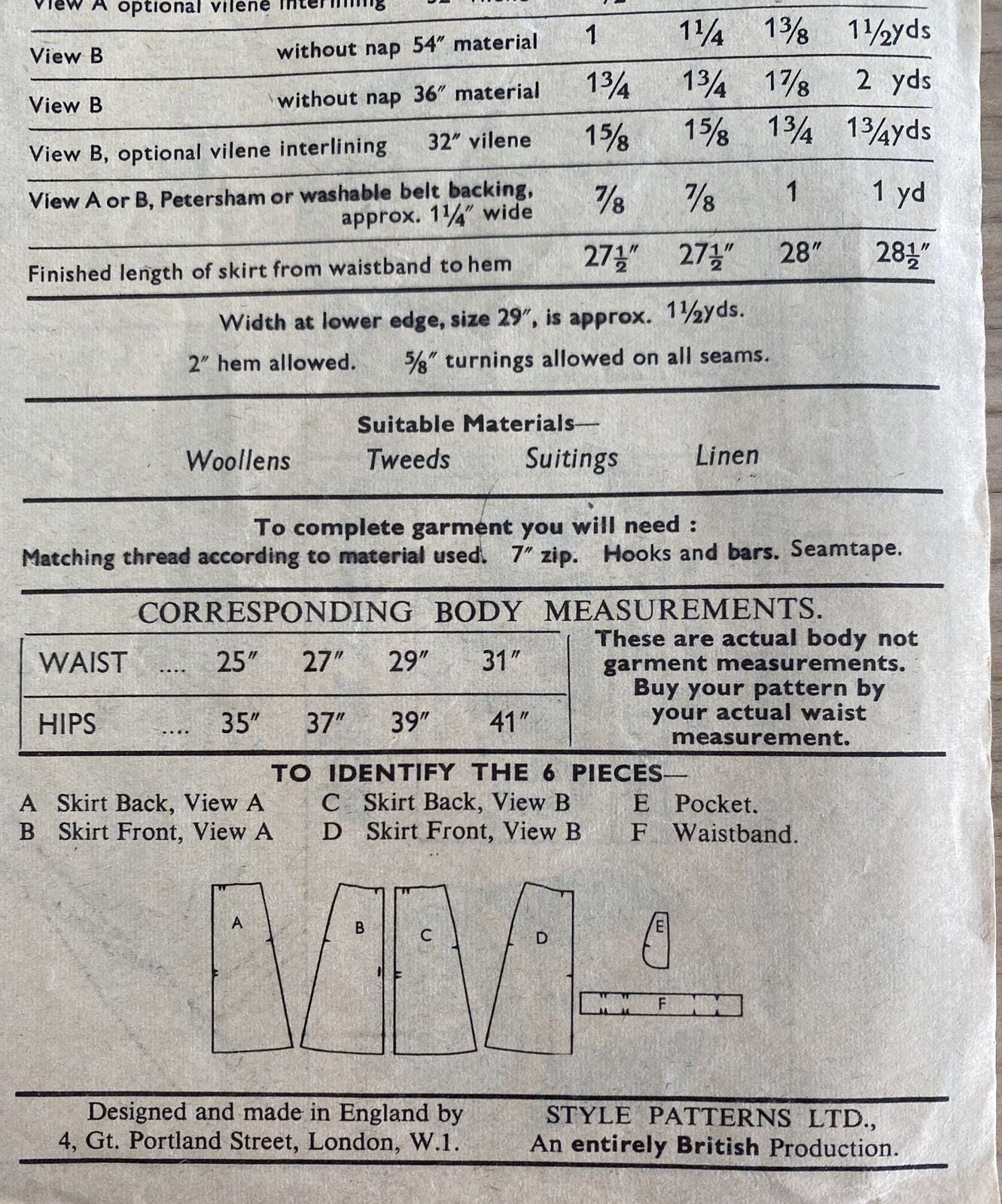 Style 1422 Womens Waist 25” Skirt