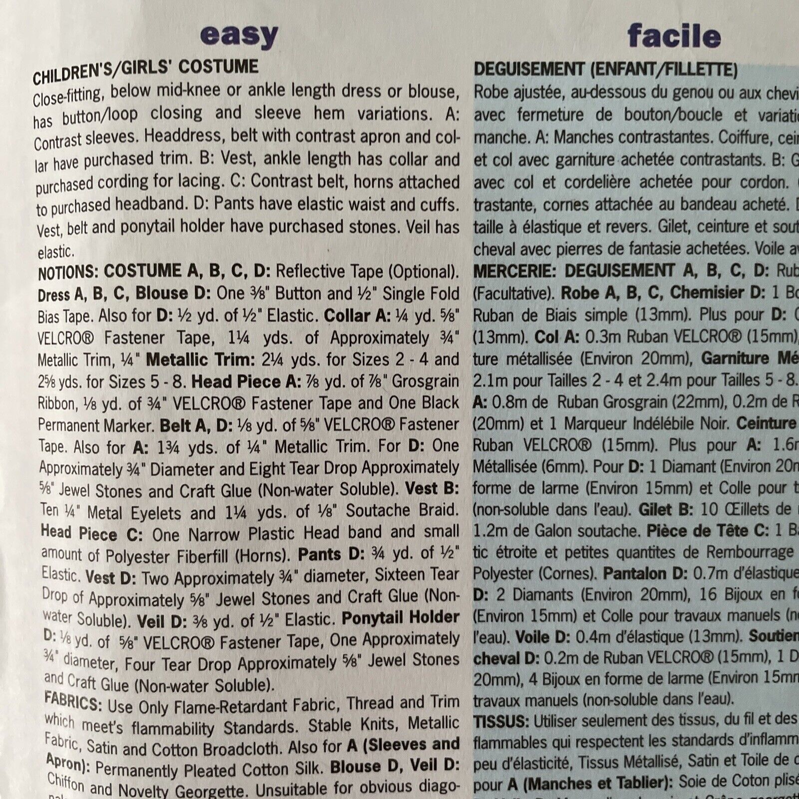 Butterick 3582 Child Size 2-5 Fancy Dress Costume *