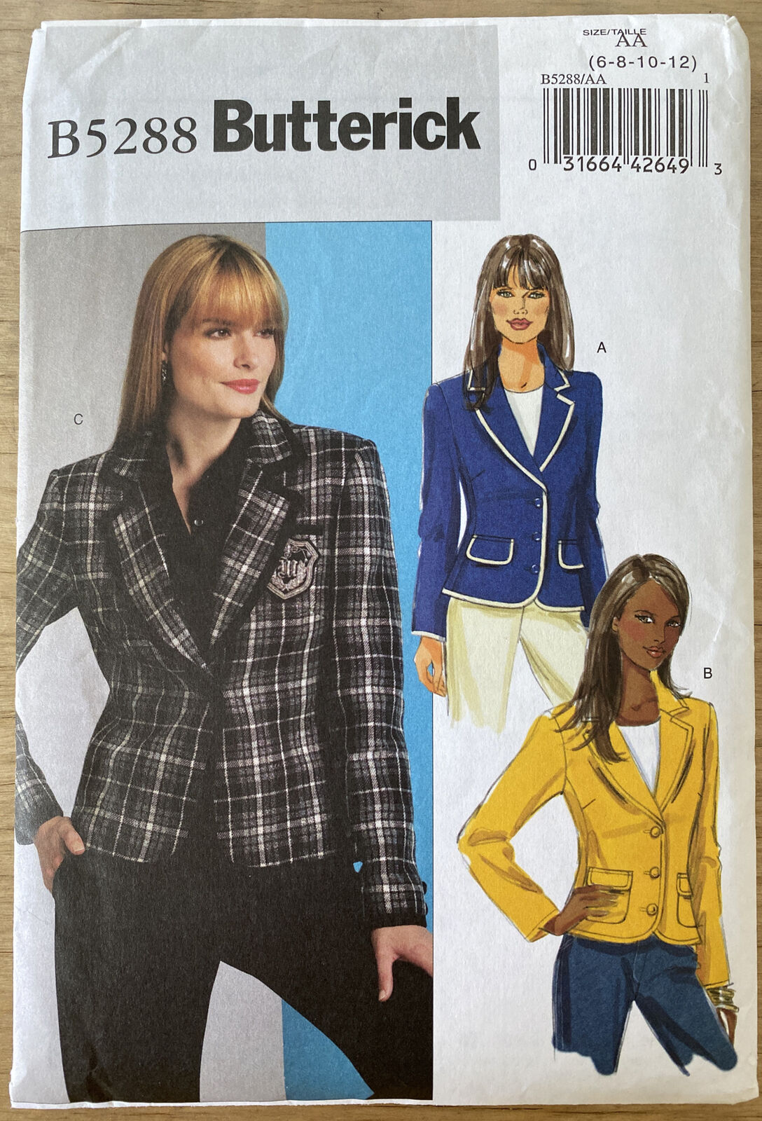Butterick B5288 Womens Size 6-12 Petite Jacket *