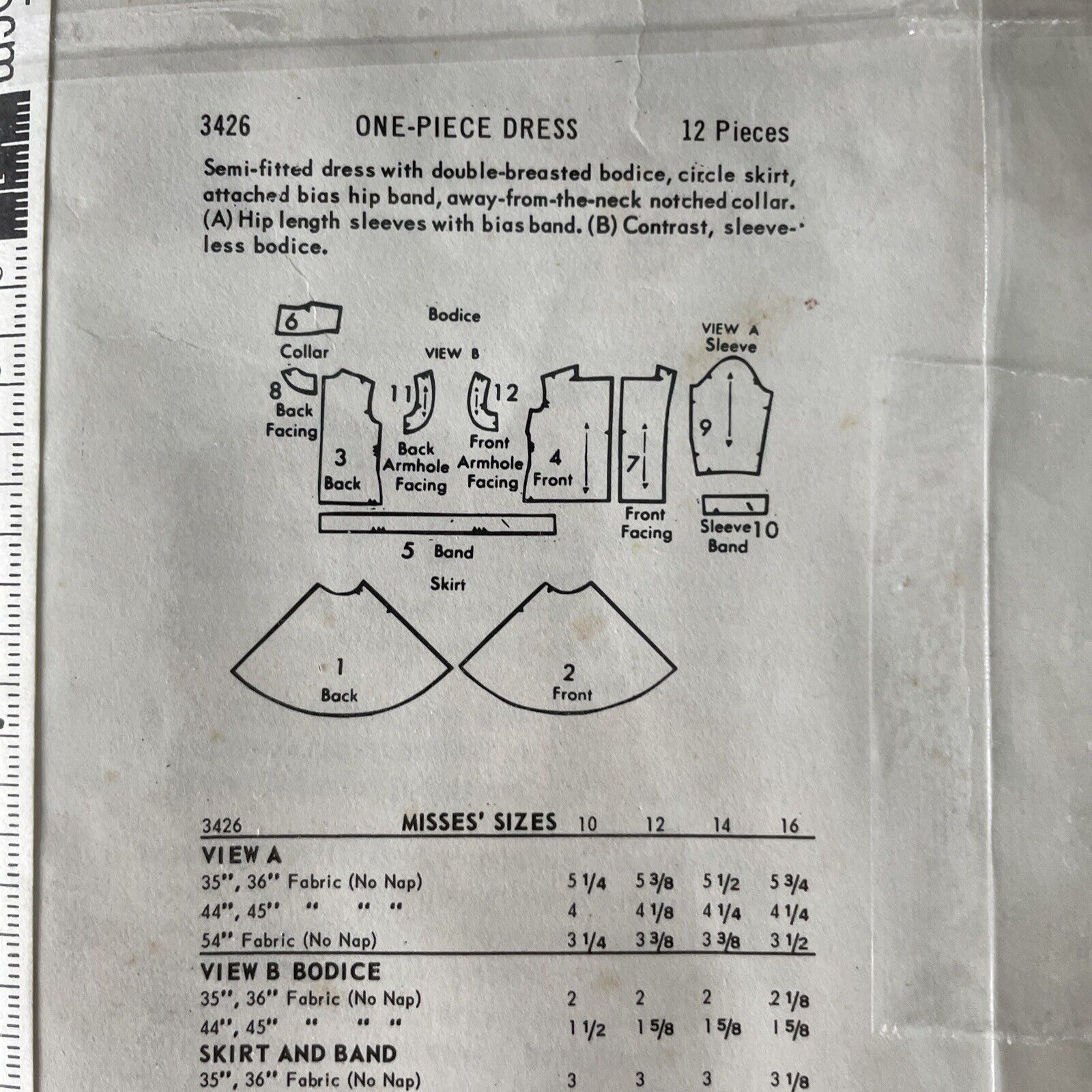 Butterick 3426 Womens Size 14 Dress *