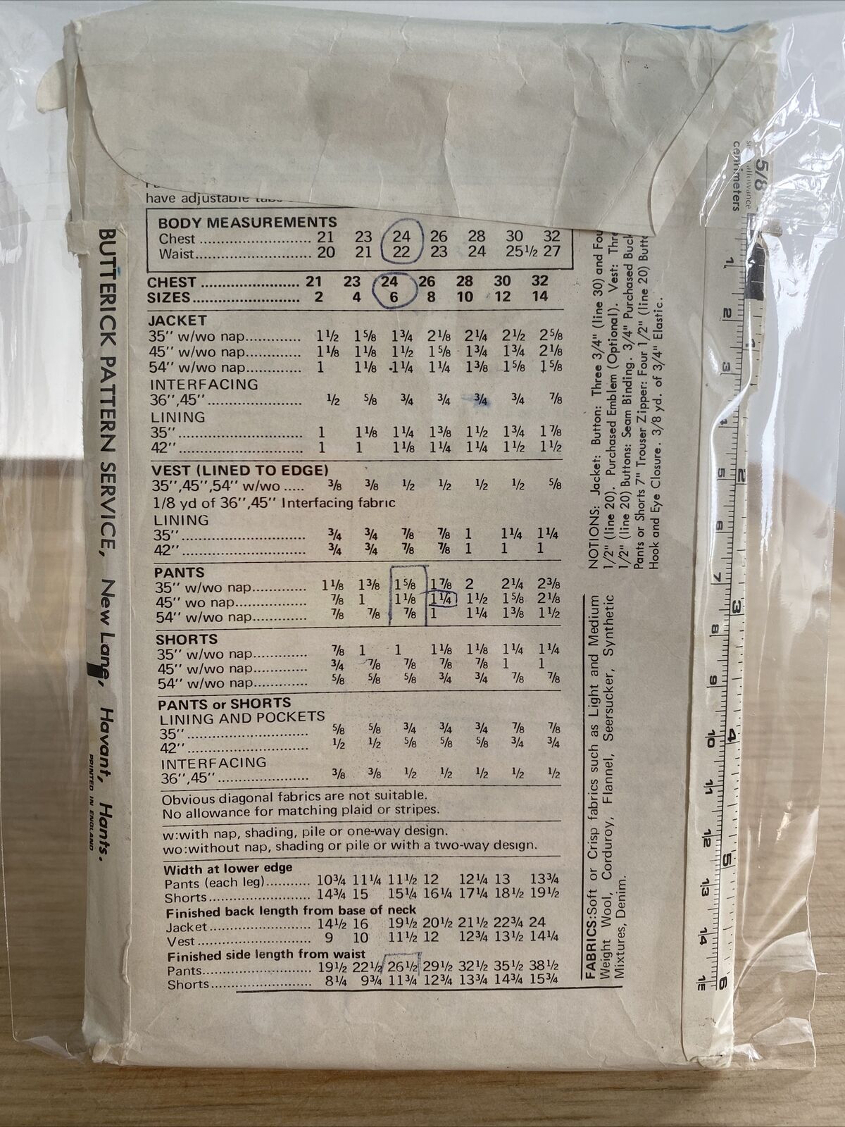 Butterick 5411 Boys Size 6 Suit