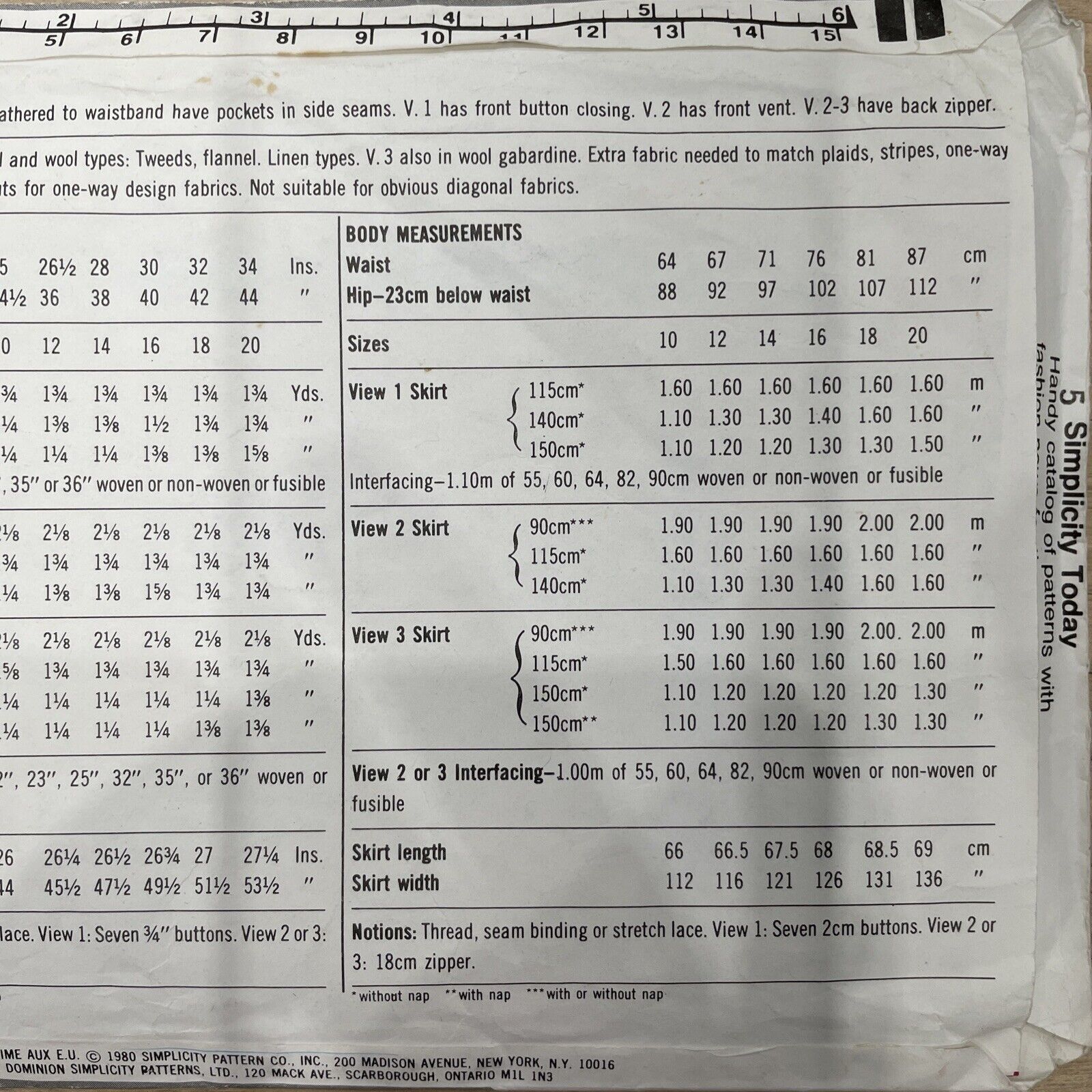 Simplicity 9789 Womens Size 16 Skirt