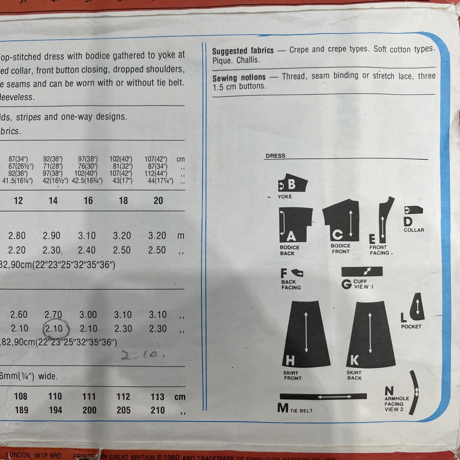 Simplicity 9497 Womens Size 14 Dress *